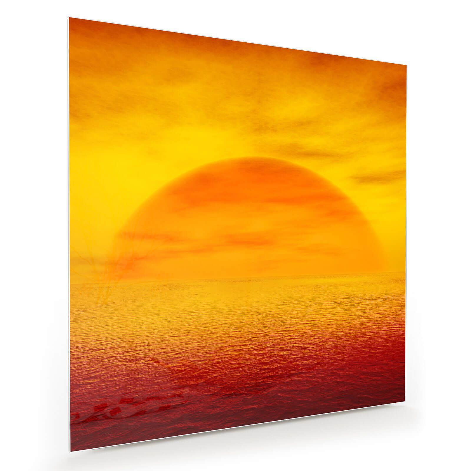 Primedeco Glasbild Wandbild Quadratisch 3D Sonnenuntergang mit Aufhängung, Natur
