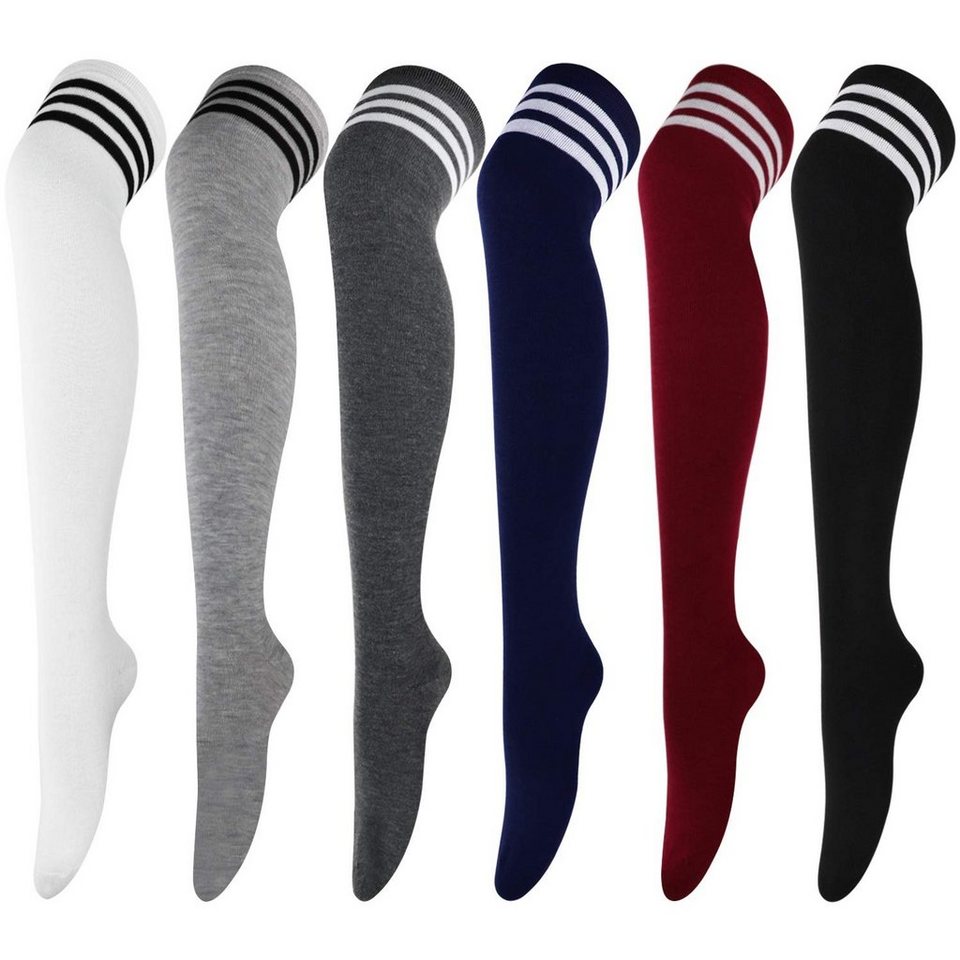 Damen Einfarbig Überknie Lang Stulpen Socken Kniestrümpfe Winter Warmer Socken