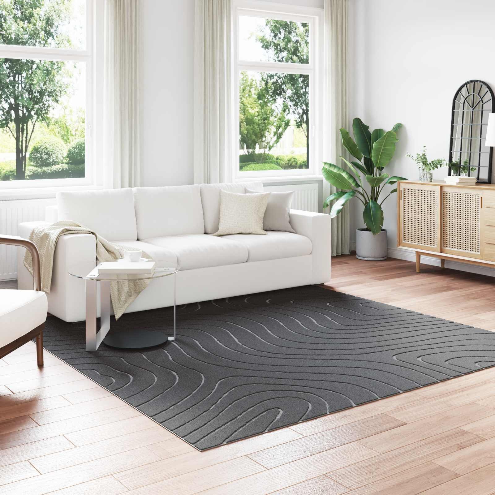 vidaXL Teppich Bereichsteppiche PALMERAS Anthrazit 240 x 240 cm Polyester, Quadratisch