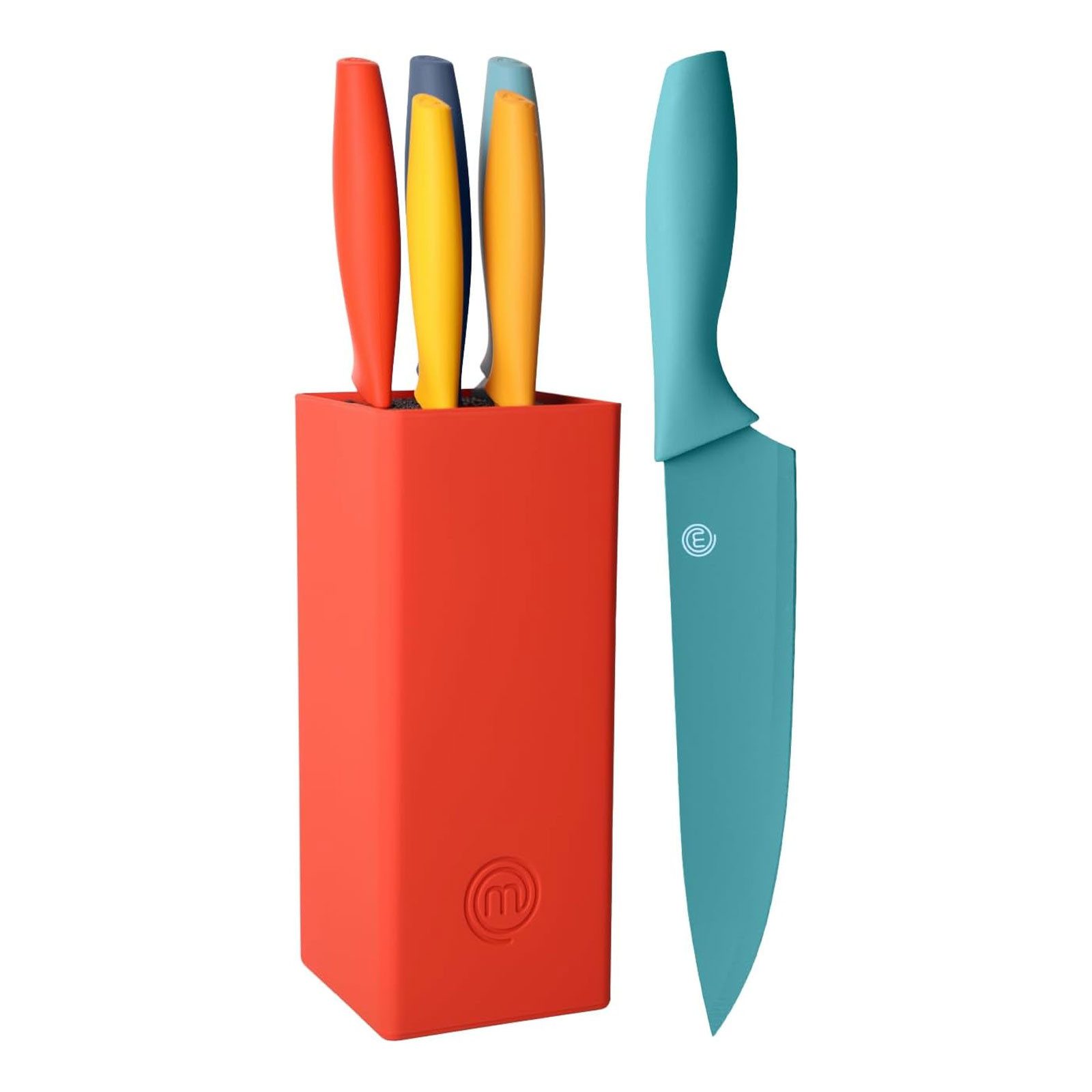 Masterchef Messer-Set Messerblock 6-teilig, Messerblock mit 5 Küchenmessern bunt