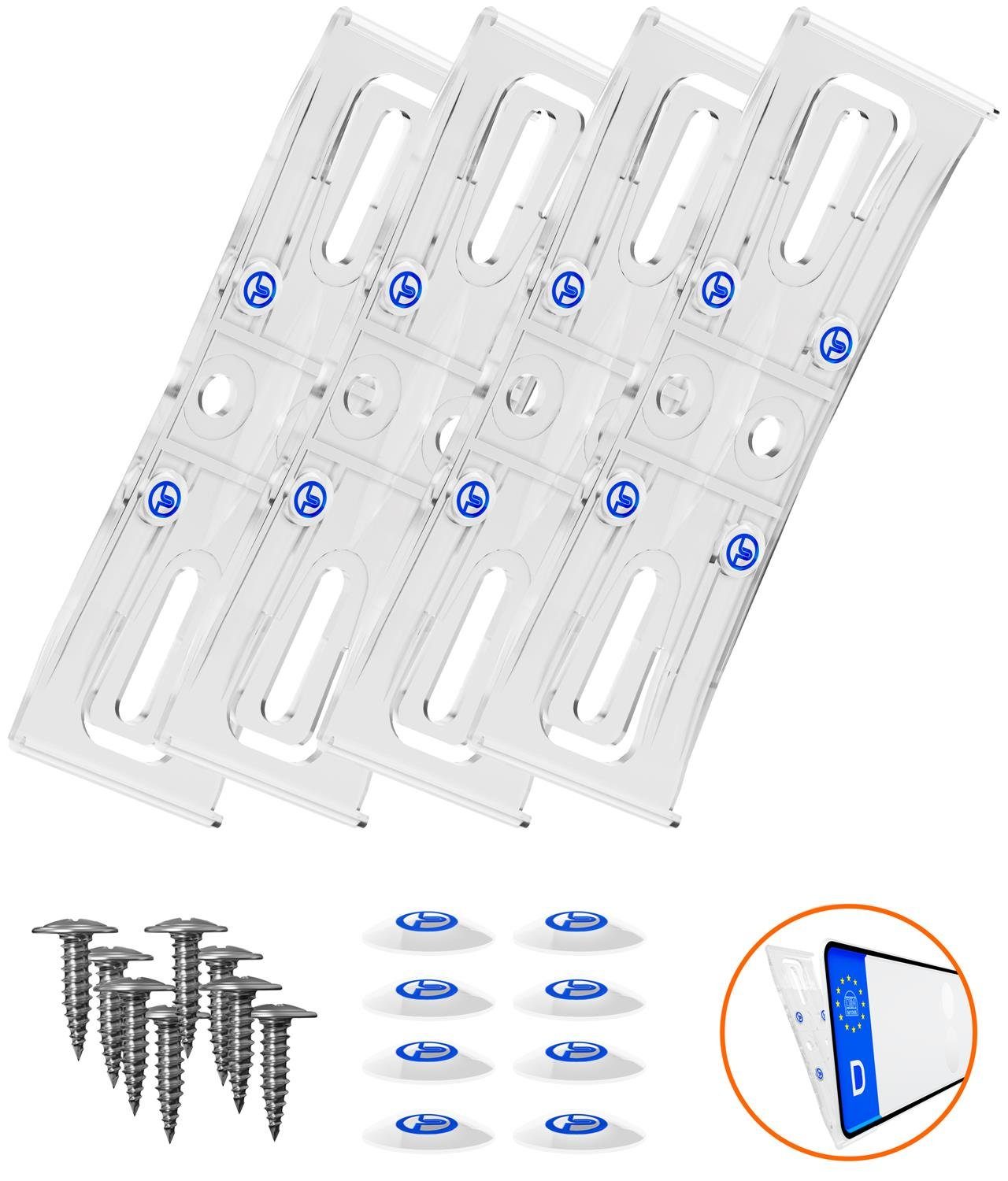 L & P Car Design Kennzeichenhalter für Auto rahmenlos transparent ultra flach unsichtbar, (2 Stück)