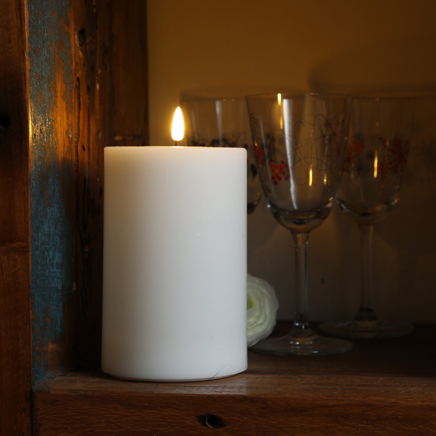 Deluxe Homeart LED-Kerze Mia Deluxe Echtwachs flackernd Wachsspiegel H: 15c günstig online kaufen