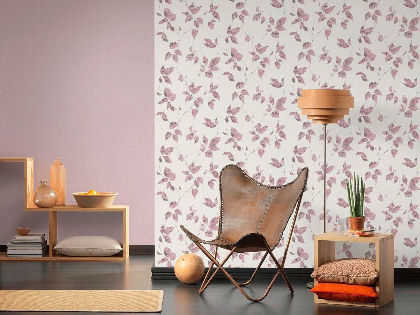 walls Tapete rosa/grau/weiß geblümt, living Création A.S. Flavour, Landhaus floral, Blumen Vliestapete