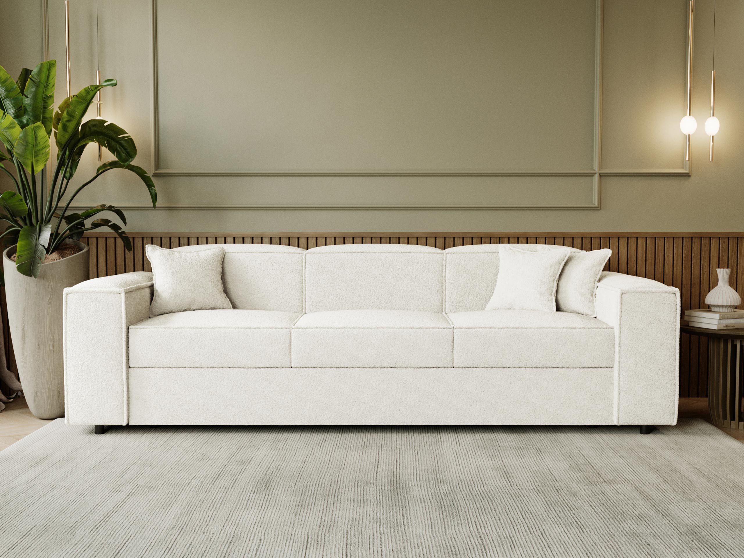 MIRJAN24 Schlafsofa Santos Boucle, mit Schlaffunktion, 252x88x79 cm, vier Dekokissen