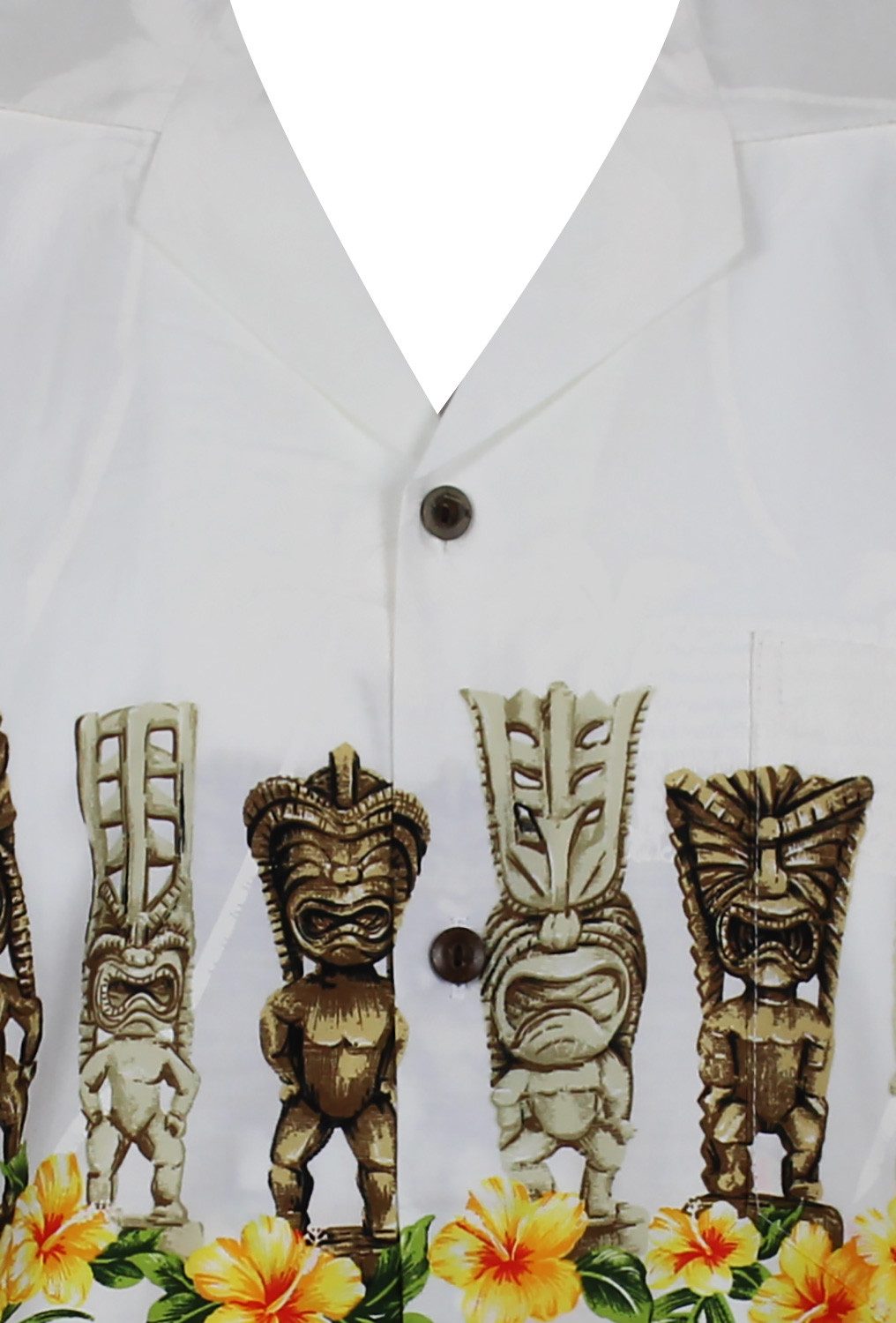 KY's Hawaiihemd "Totem" Herren Kurzarm Baumwolle Kokosknöpfe Original Hawaii