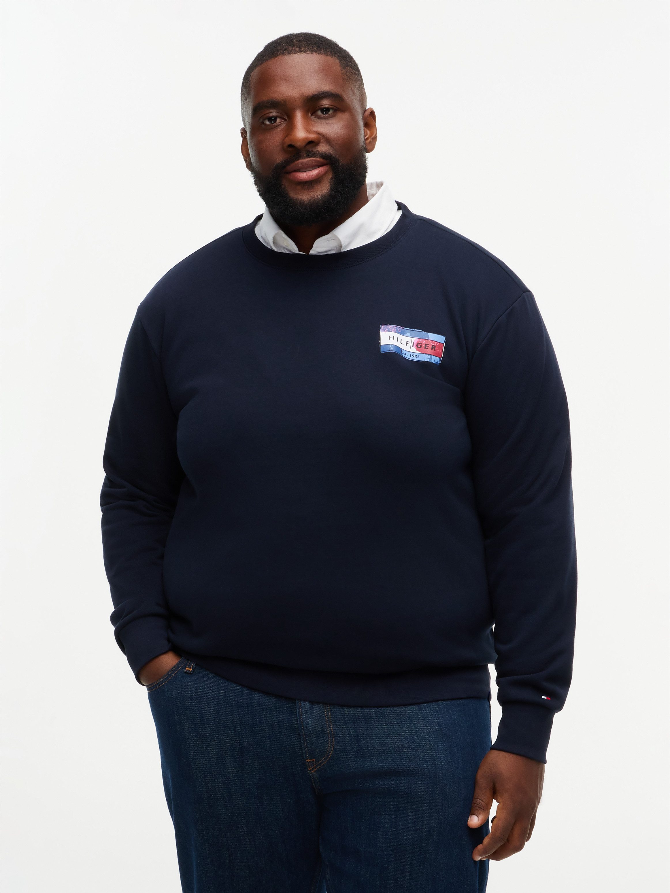 Tommy Hilfiger Big & Tall Sweatshirt BT-BACK FLAG REGULAR FLEECE CREW-NECK Große Größen, Rundhals, großer Rückenprint