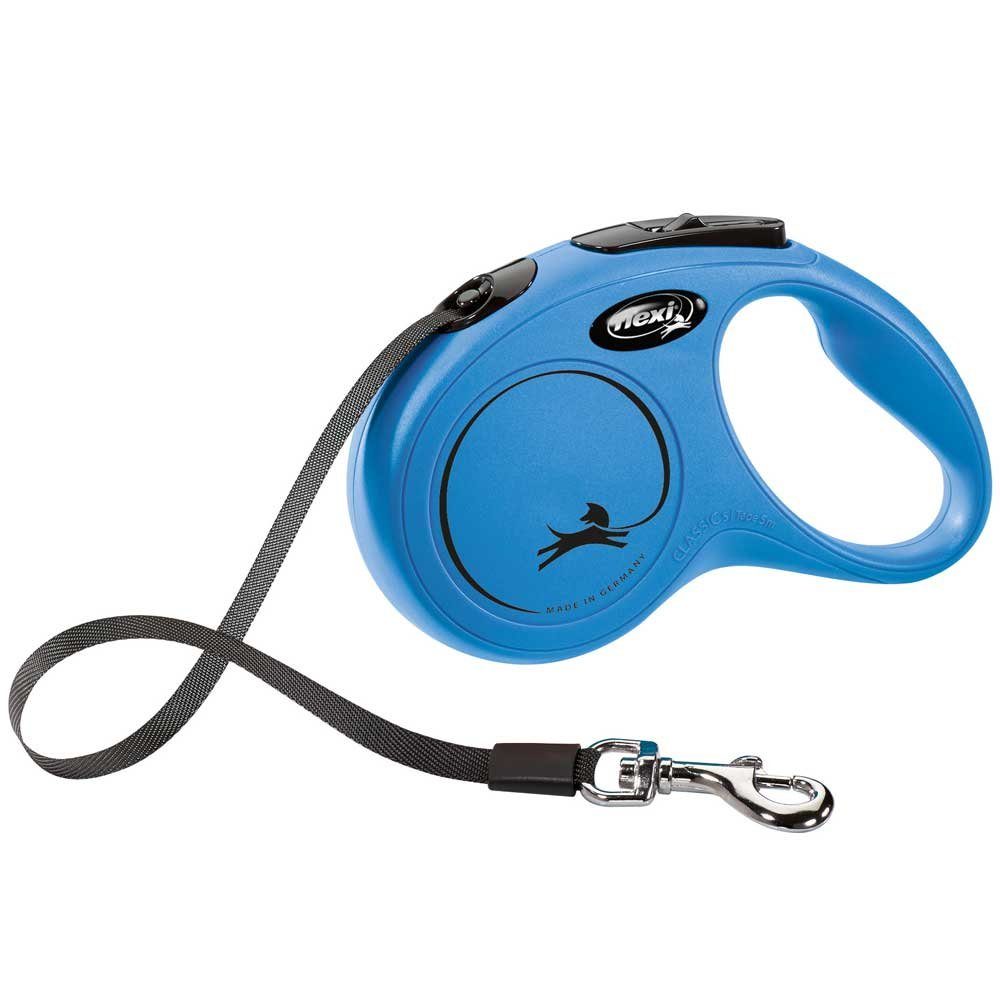 Flexileine FLEXI Rollleine New CLASSIC Gurt - 5m, bis 15kg Farbe: Blau