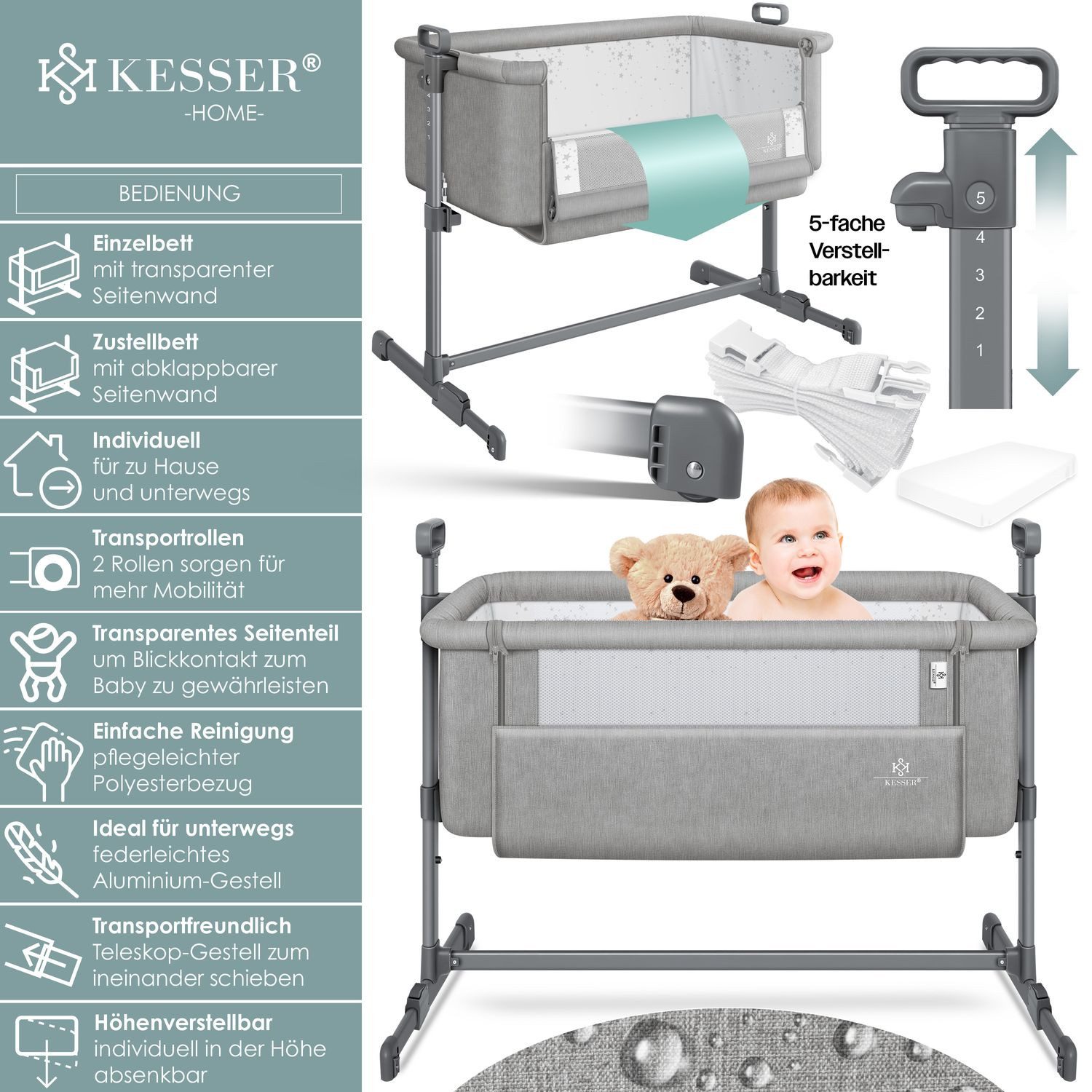 KESSER Kinderbett, Zustellbett Hubi 3in1 Baby günstig online kaufen
