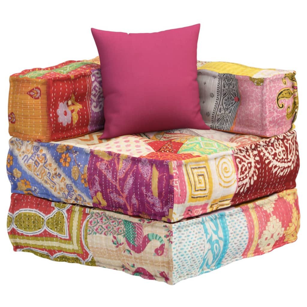 vidaXL Pouf, Modularer Pouf mit Kissen Patchwork Stoff