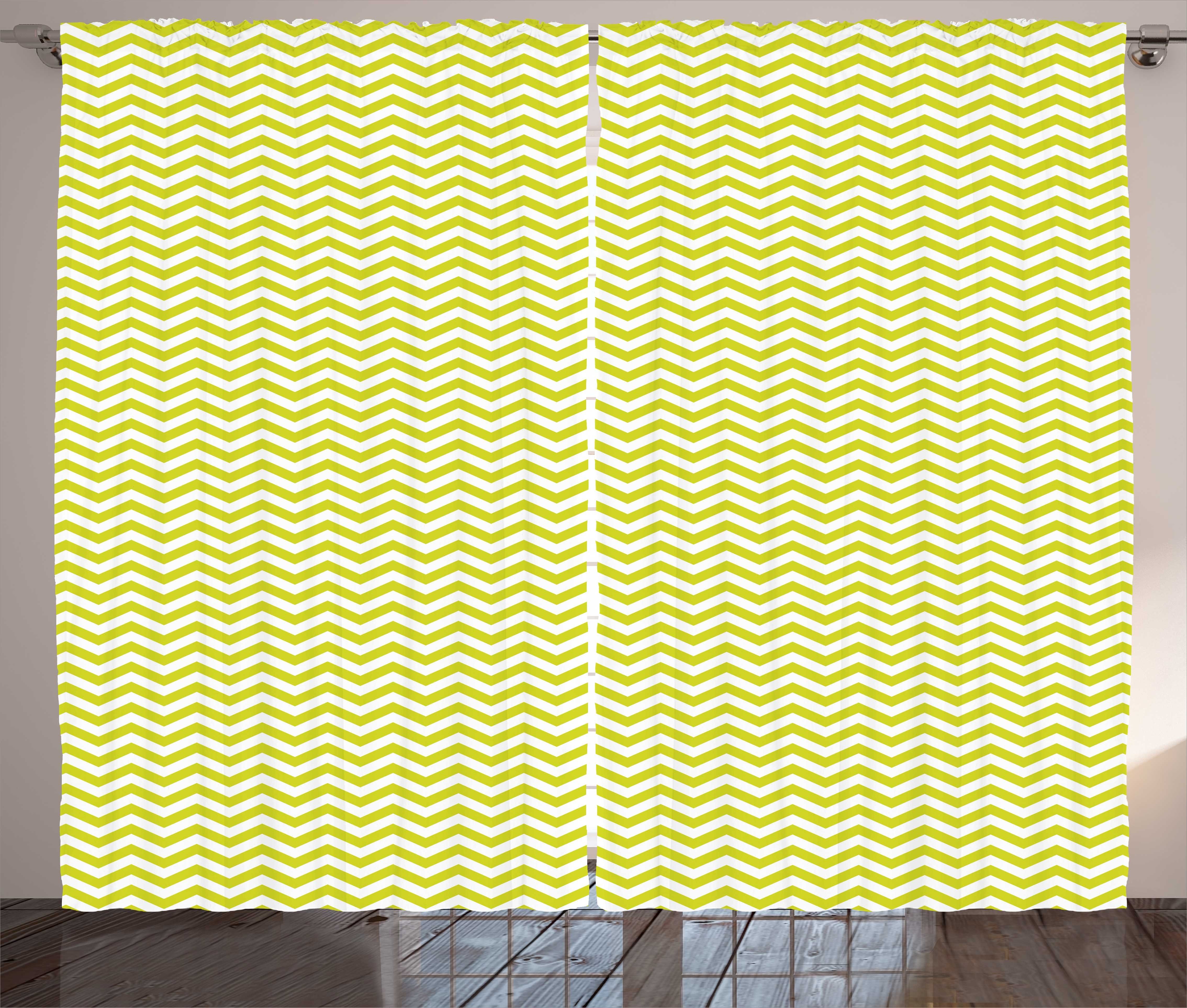 Gardine Schlafzimmer Kräuselband Vorhang mit Schlaufen und Haken, Abakuhaus, Winkel Abstrakte Zick-Zack-Wellen-Kunst