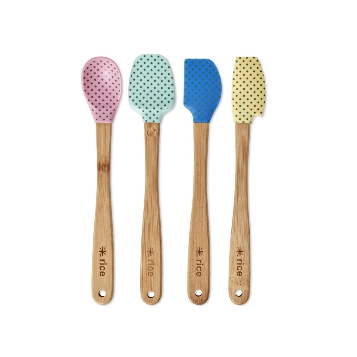 rice Teigschaber Silikon-Schaber Set 4-teilig Bambus Küchenhelfer bunt 21 cm