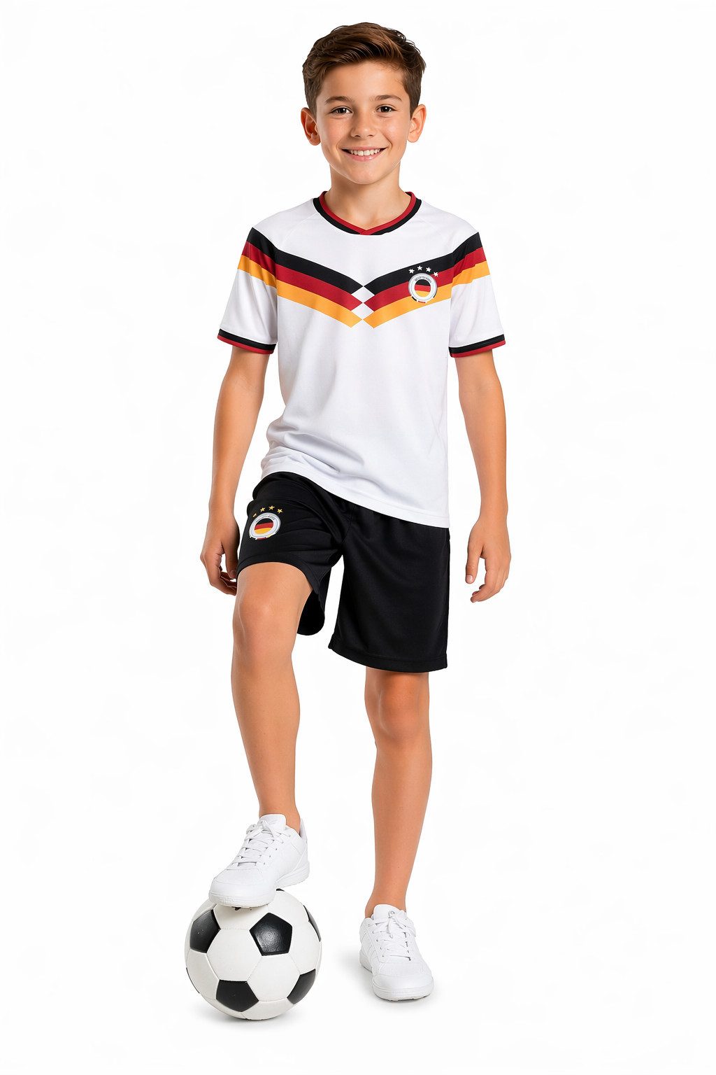 Fashion Boy Fußballtrikot Fussball Fan Set Deutschland Germany Trikot + Shorts, JS1.26 (Set, T-Shirt + Shorts)
