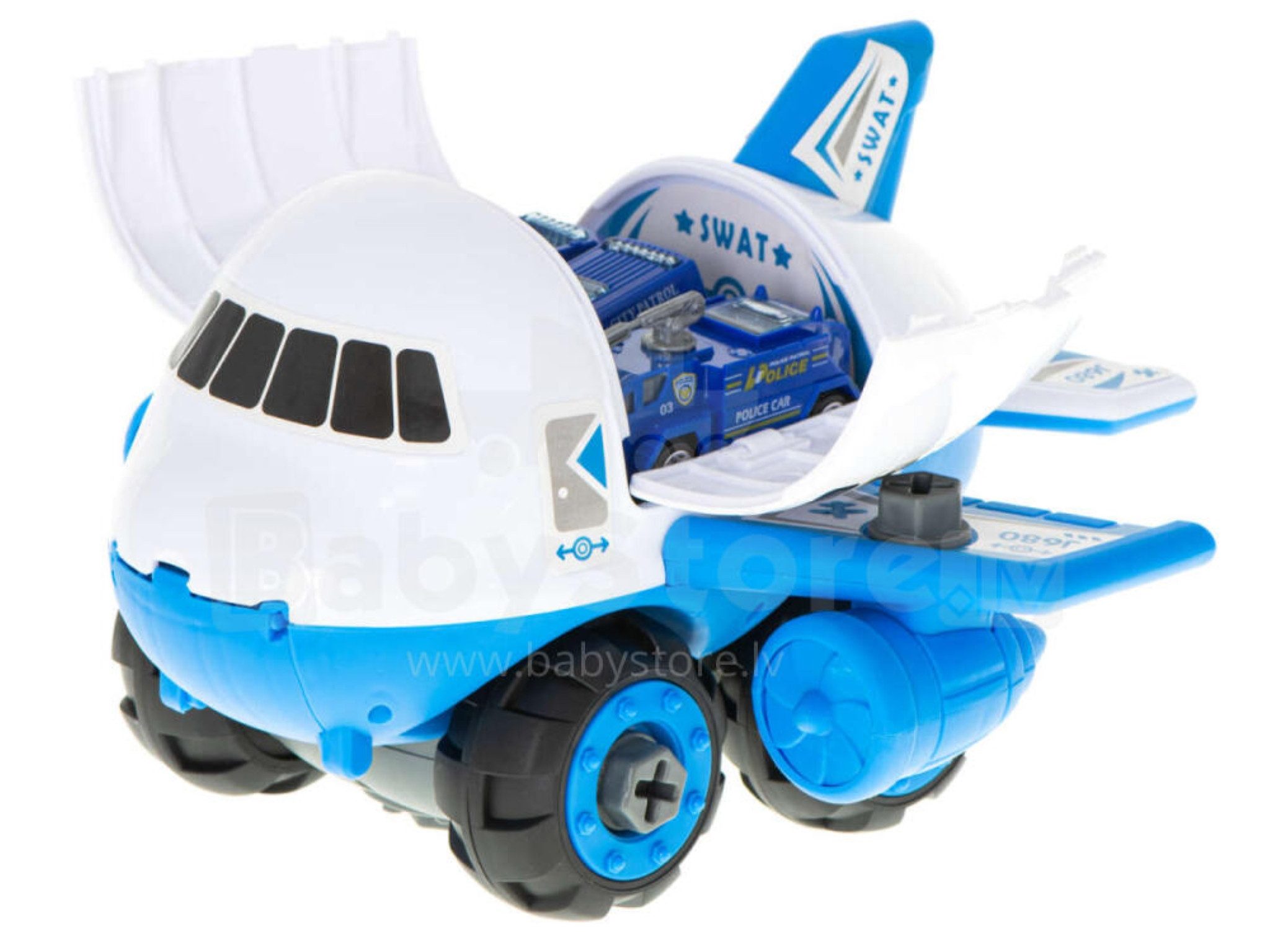 Ikonka Spielzeug-Flugzeug Flugzeug Transporter Spielzeug mit Autos und Verkehrszeichen Set., (Spielset mit Flugzeug, Fahrzeugen und Zubehör für kreative Spiele., Interaktives Flugzeug-Transport-Set mit Autos und Straßenzubehör), Transportflugzeug mit Autos, Rampe, Straßenschildern und Zubehör.