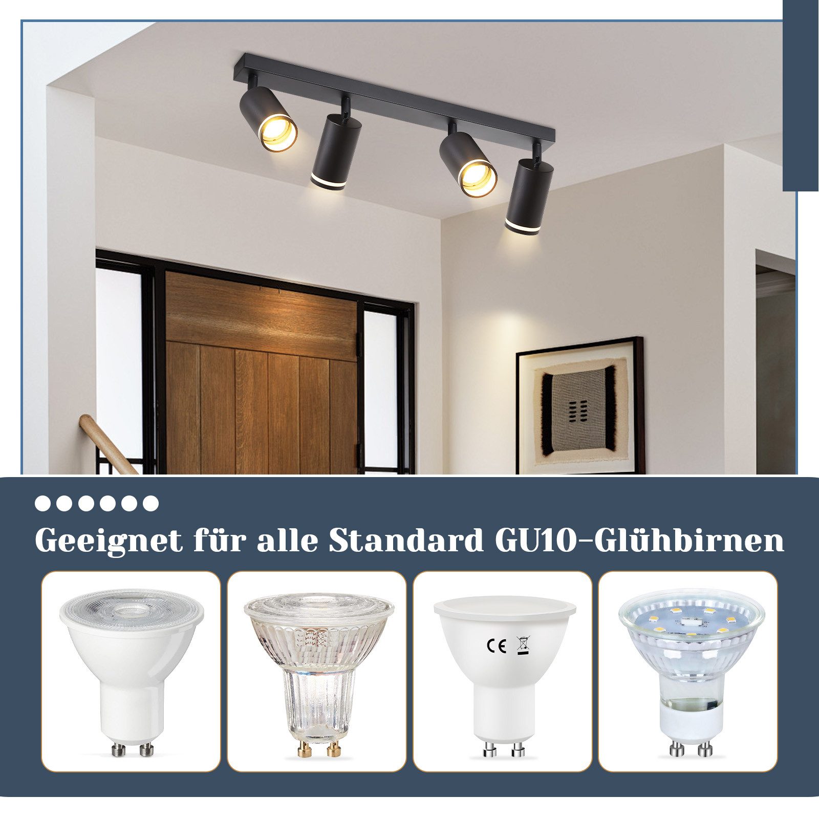 Nettlife Deckenstrahler Schwarz Schwenkbar Modern Wandstrahler Innen Metall günstig online kaufen