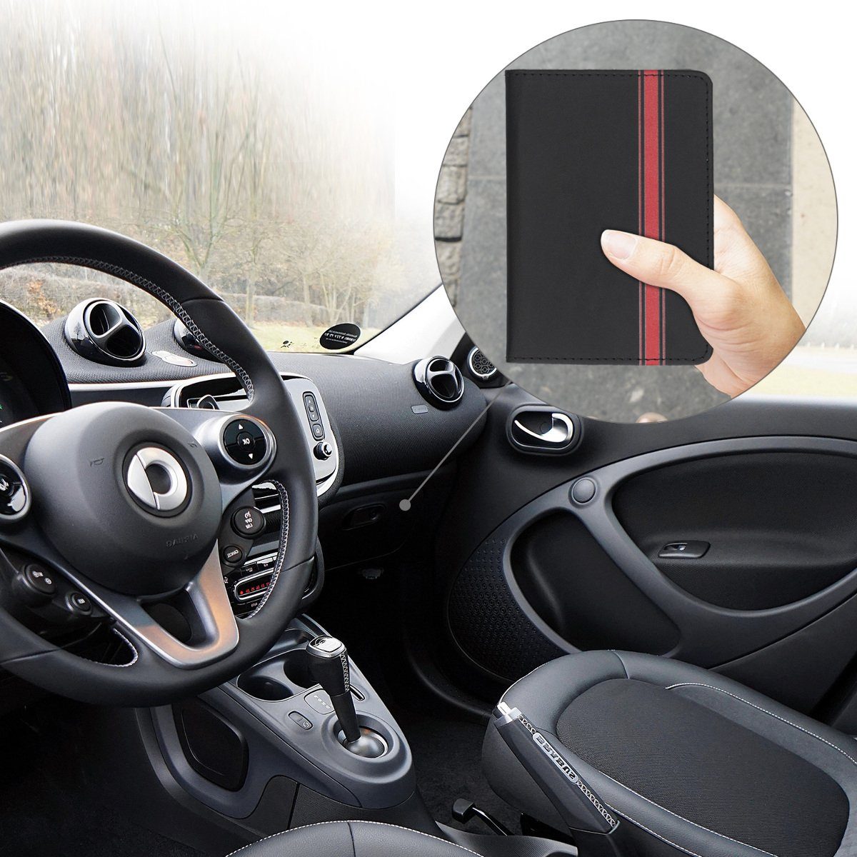 kwmobile Organizer Fahrzeugschein Hülle mit Kartenfächern (1 St), Kunstleder Etui Tasche Zulassungsbescheinigung – Bild 4 von 5