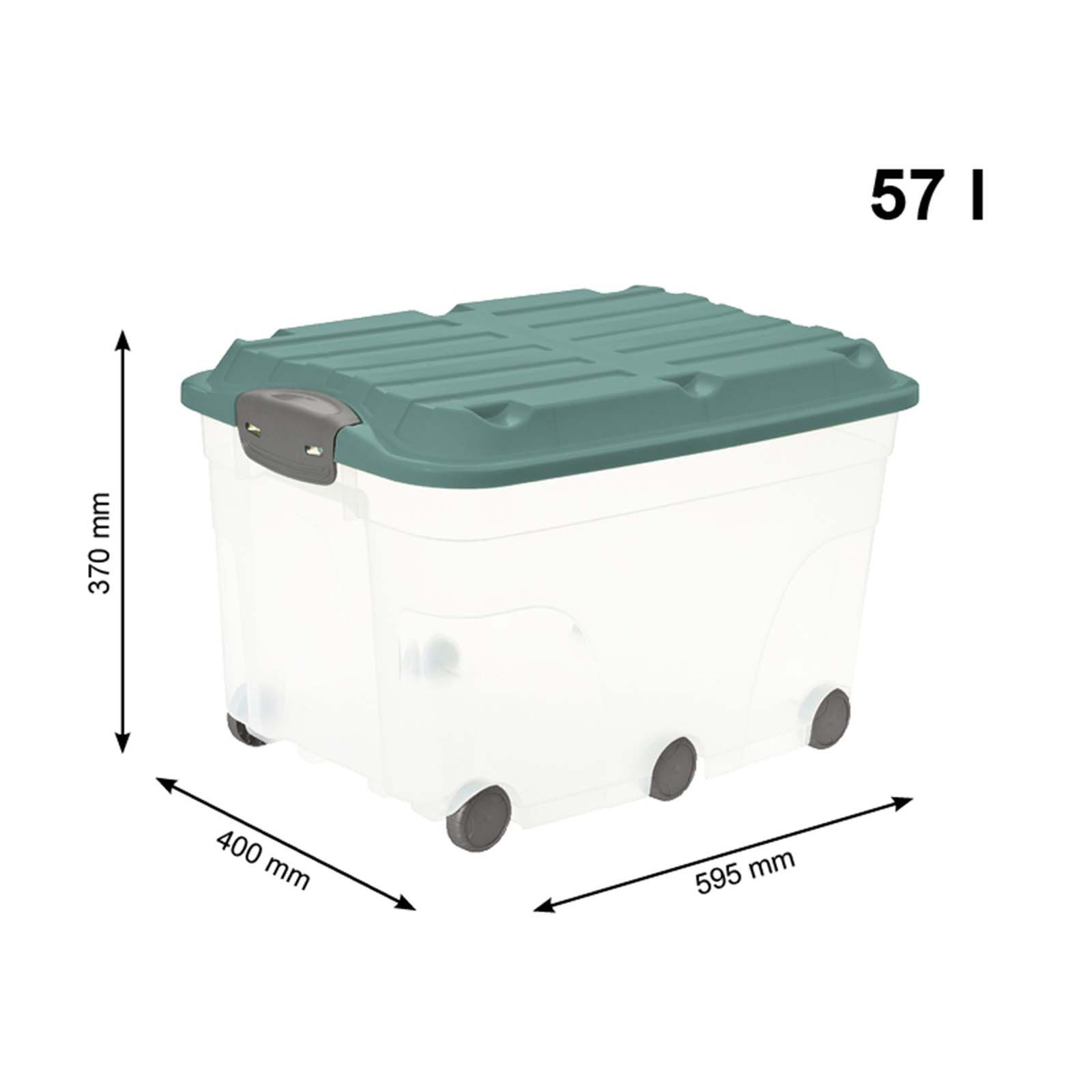 ROTHO Aufbewahrungsbox Roller 6 2er-Set Spielzeugkiste 57l mit Deckel und Rollen (Aufbewahrungsset, 2er-Set)