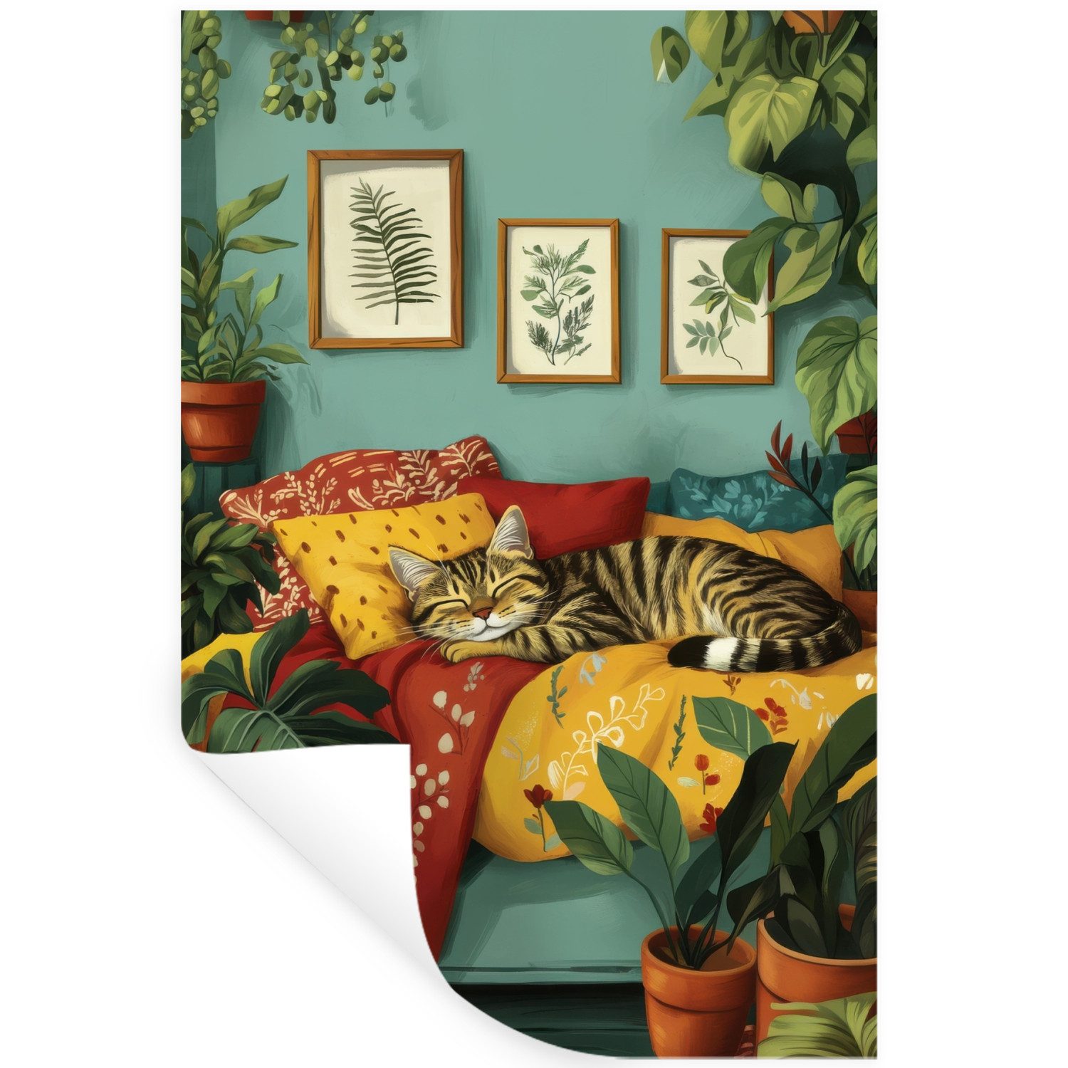 MuchoWow Wandsticker Katze - Pflanzen - günstig online kaufen