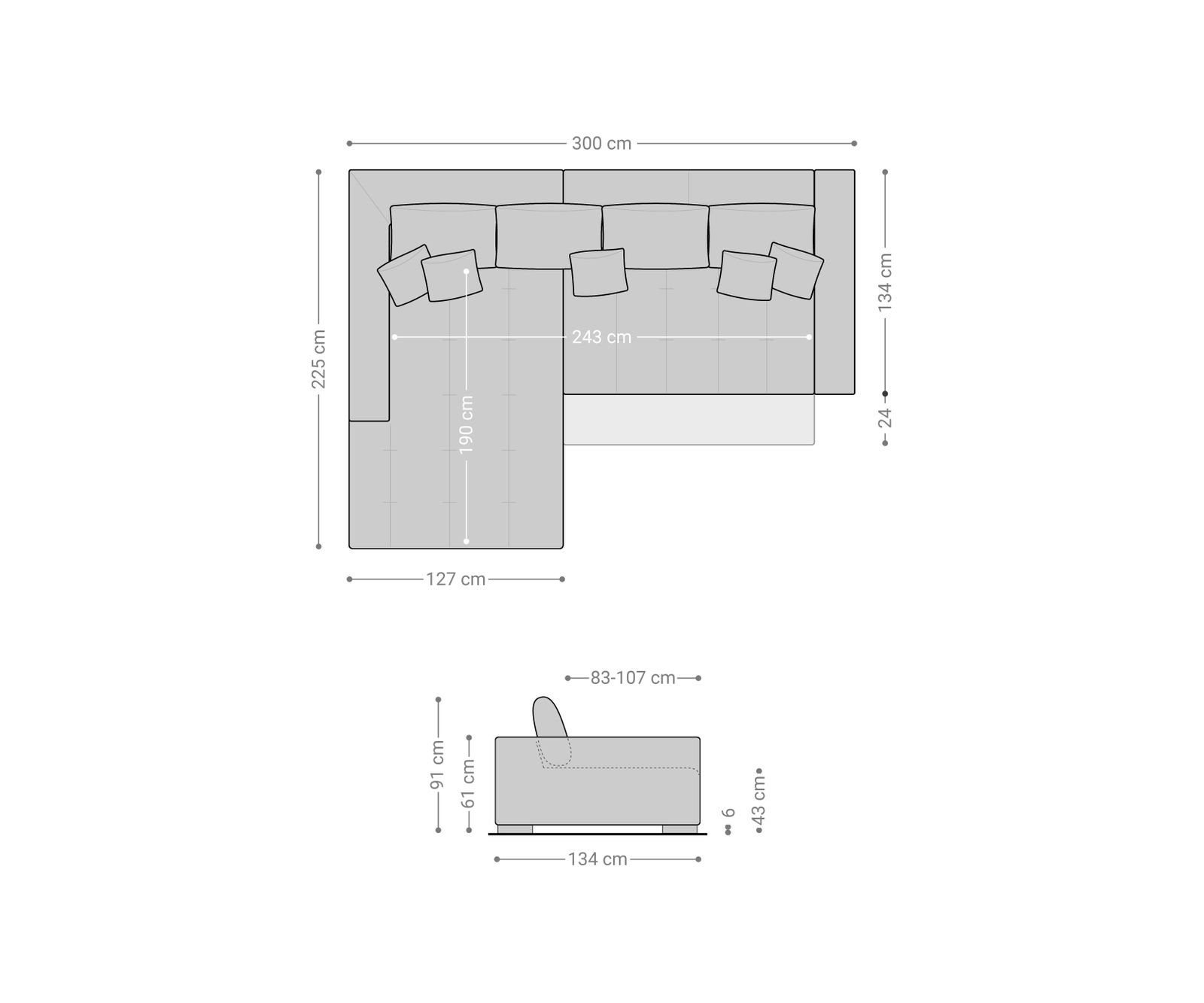 Mikrofaser + Nabor, elektr. cm li. 300x230 Wohnlandschaft Recamiere DELIFE Schwarz Vorziehfunktion