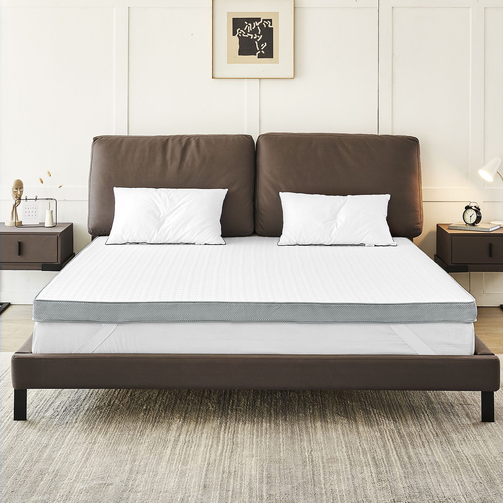 Matratzenauflage Matratzen Topper 7.5cm Höhe Gel Memoryschaum mit Bändern H2-H3 Vesgantti, 90X200 CM