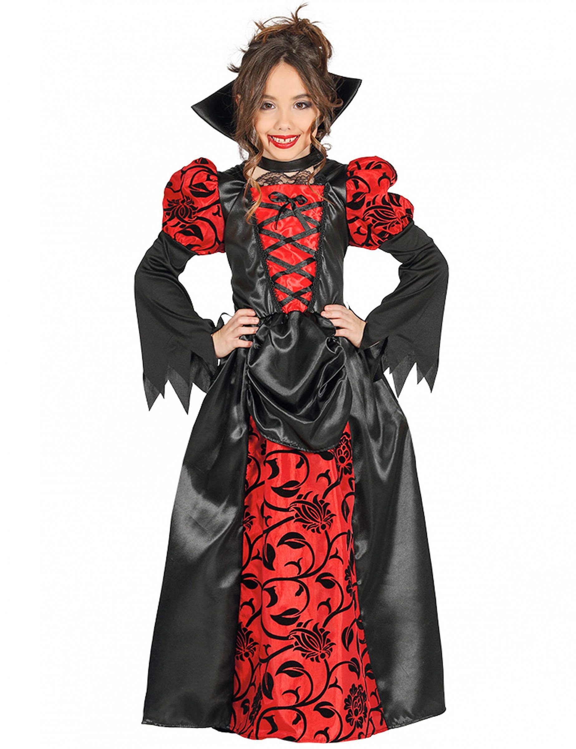 Fiestas Guirca Kostüm Vampirgräfin-Kostüm für Kinder Halloween schwarz-rot