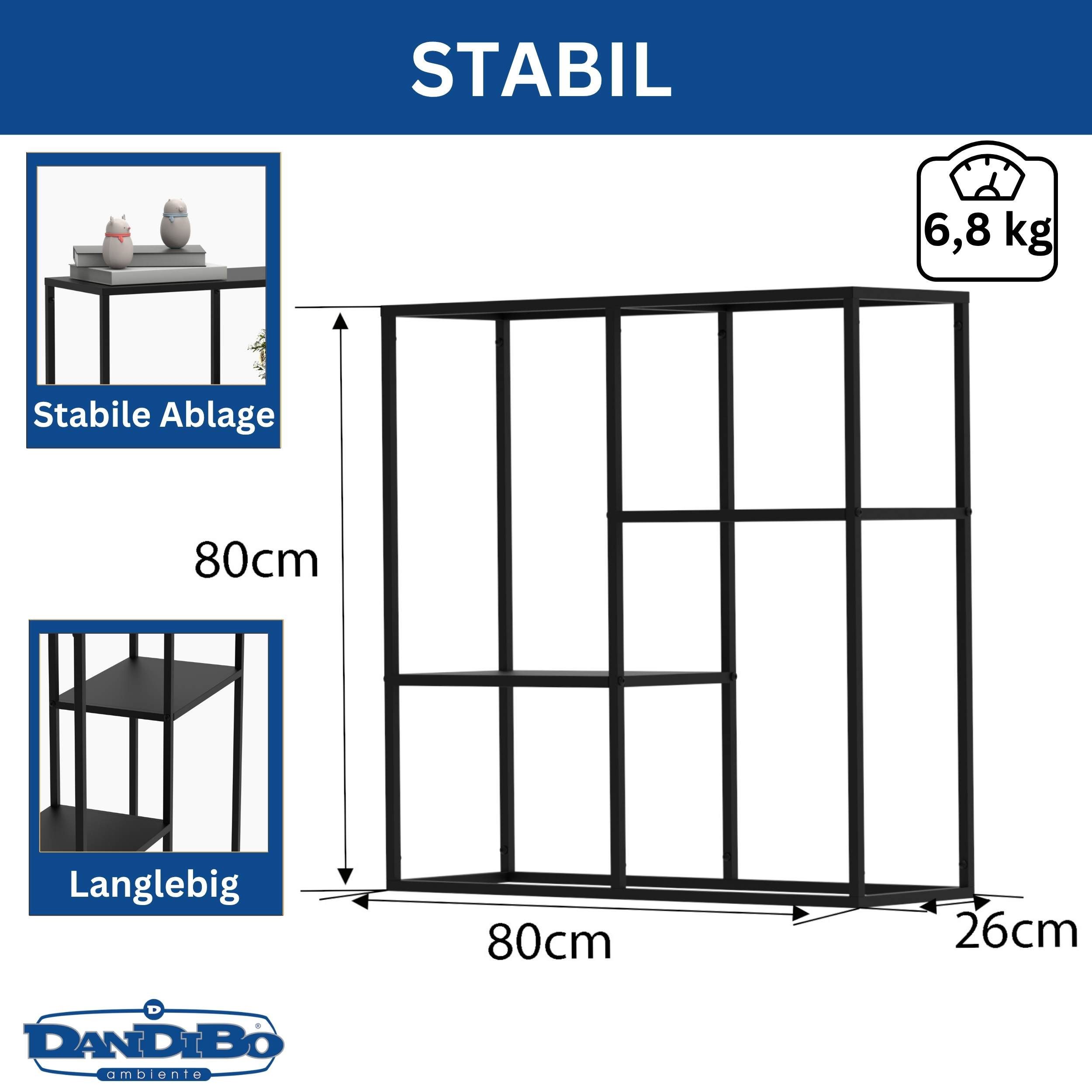 DanDiBo Konsolentisch Schmal Metall Modern 80x80x26 cm Sideboard Beistellti günstig online kaufen