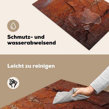 MuchoWow Herdblende-/Abdeckplatte Rost - Linie - Grau, Vinyl, (1 tlg), 77x51 cm, Ceranfeldabdeckung, Arbeitsplatte für küche