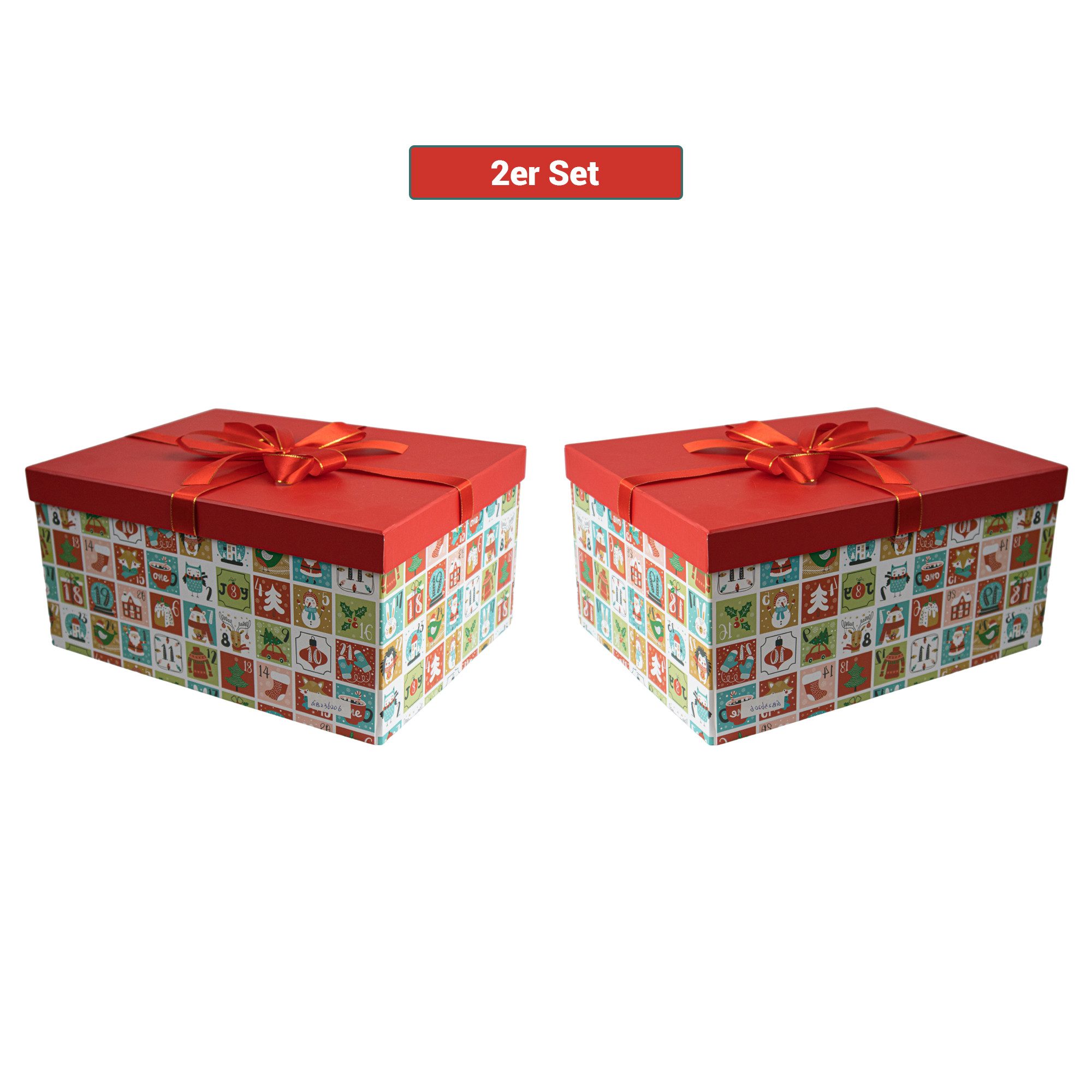 hausleben Geschenkbox Geschenkkarton mit Deckel – Faltbare Geschenkbox (2 St), Stabiler Karton mit Deckel für große Geschenke