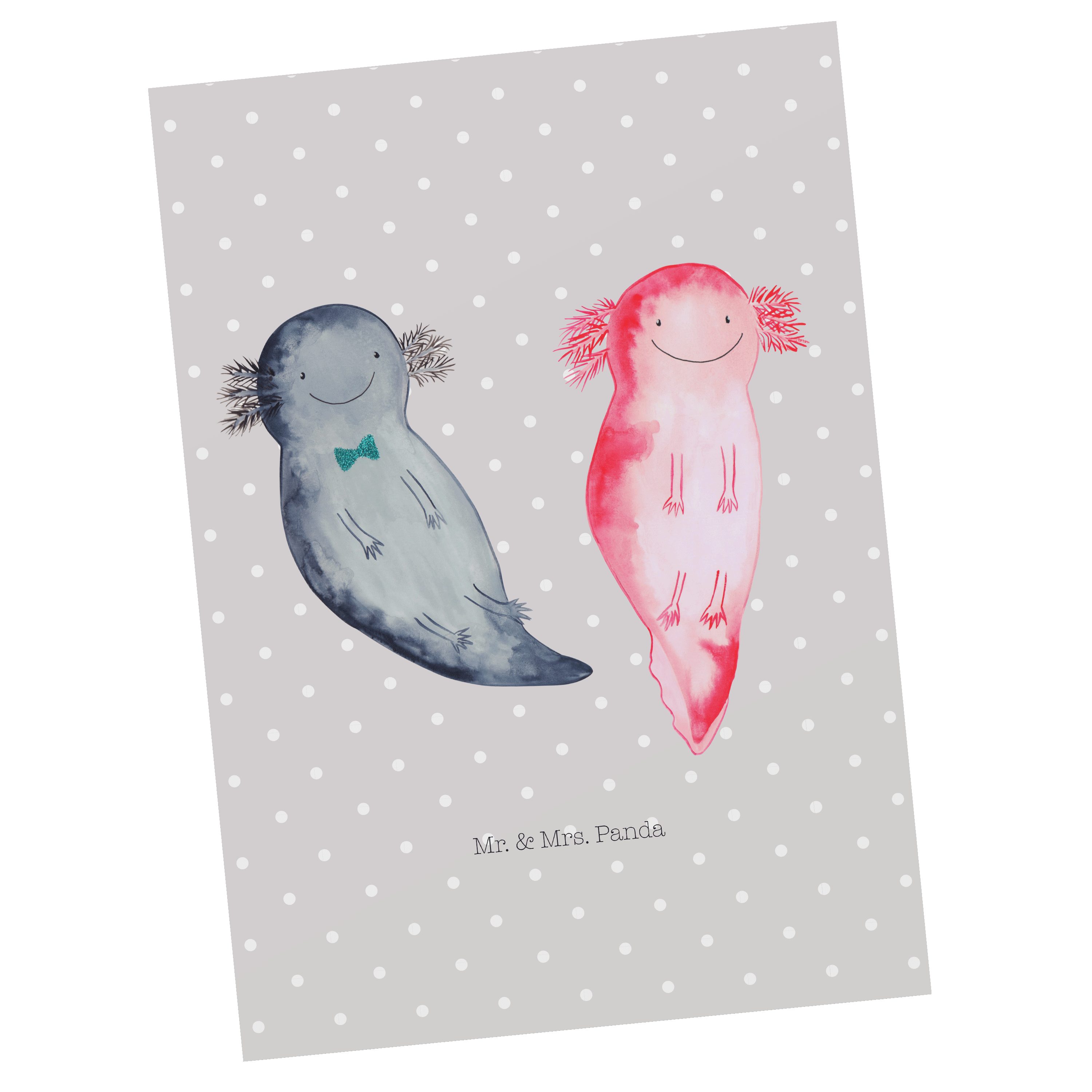 - Geschenk, & große Liebe, Pastell Panda Grau Liebe, Axel+Lotte Ver - Postkarte Mr. Axolotl Mrs.