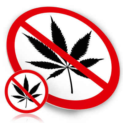 Funke & Brand Hinweisschild Verbotsschild - Cannabis Rauchverbot-Schild - Kiffen Verboten - Ø20cm