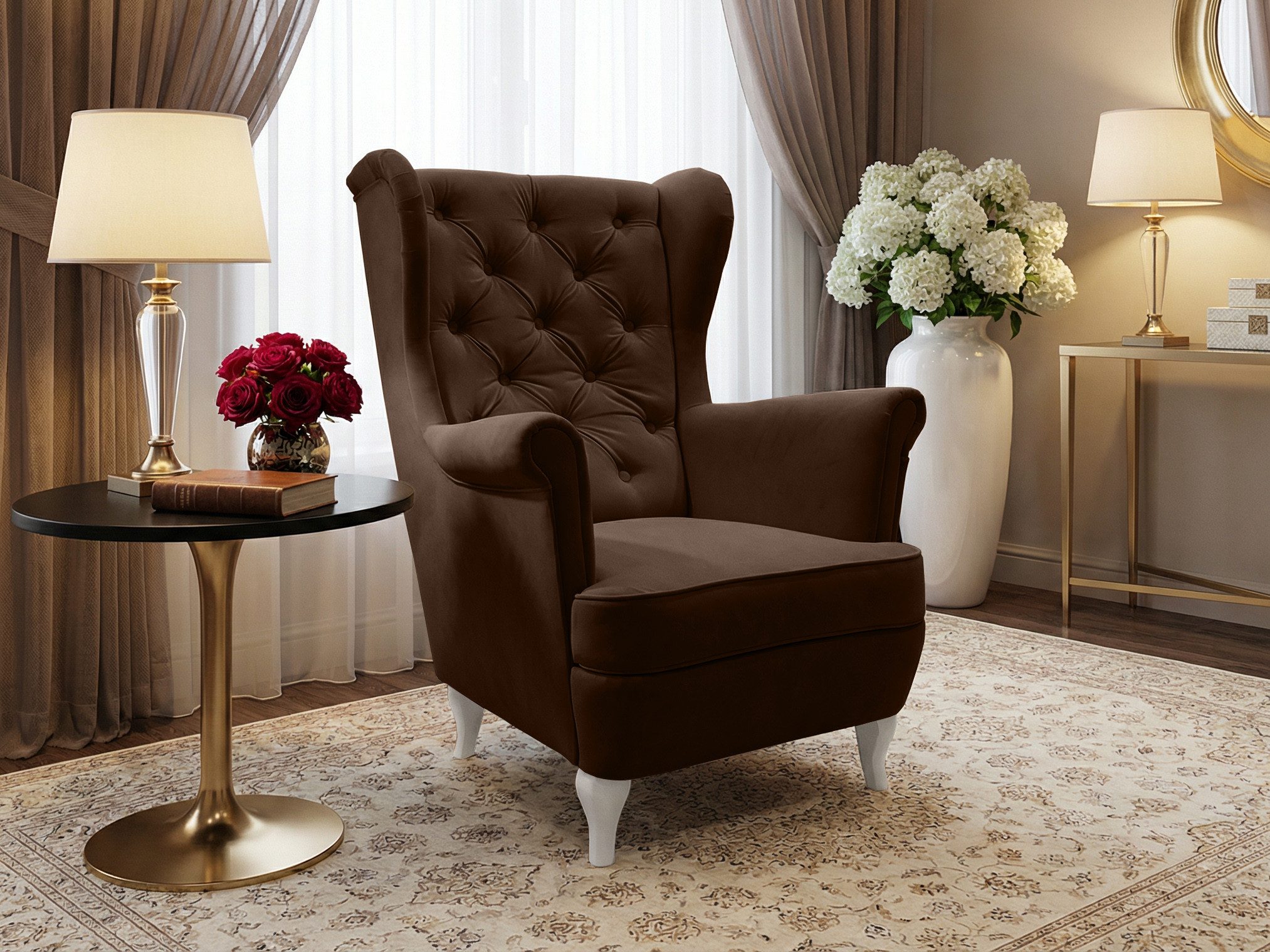 Beautysofa Ohrensessel Sessel FALCO Chesterfield Wohnzimmersessel Fernsehsessel