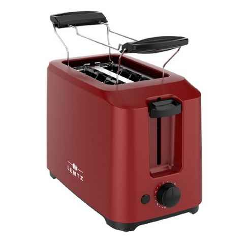 Lentz Toaster LENTZ 2-Scheiben Toaster 700 Watt mit Brötchenaufsatz 7-Stufen Rot