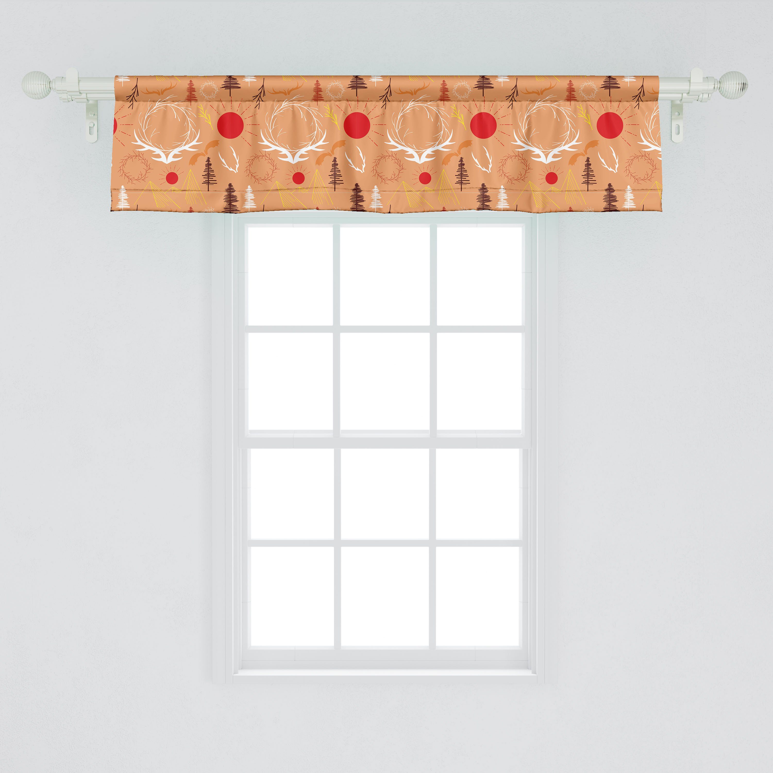 Scheibengardine Vorhang Volant für Küche Abakuhaus, Dekor Schlafzimmer Stangentasche, Sonne Antler Rustikal Kunst Berg und mit Microfaser
