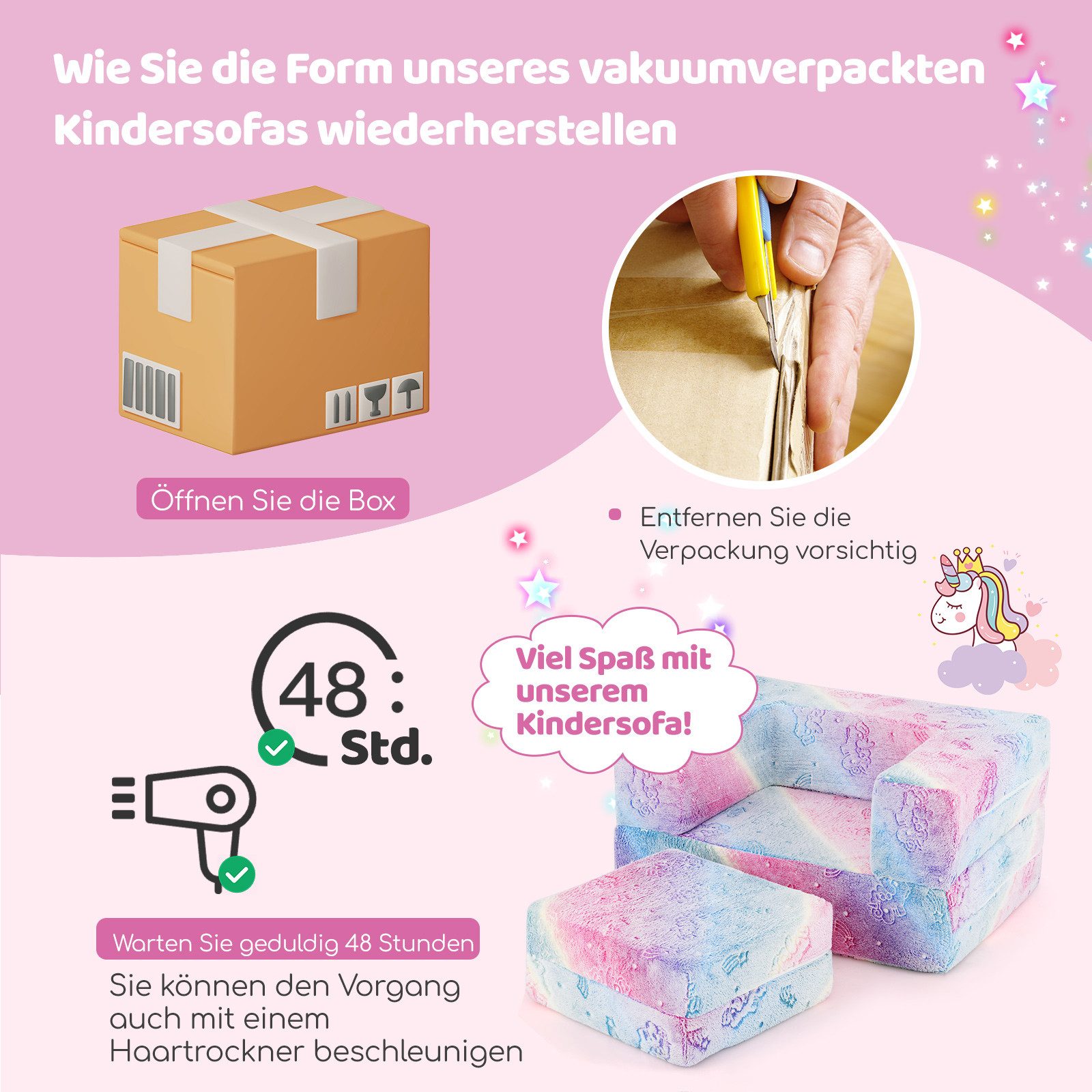 COSTWAY Kindersofa, im Dunkeln leuchtendes Spielsofa, abnehmbarer Bezug