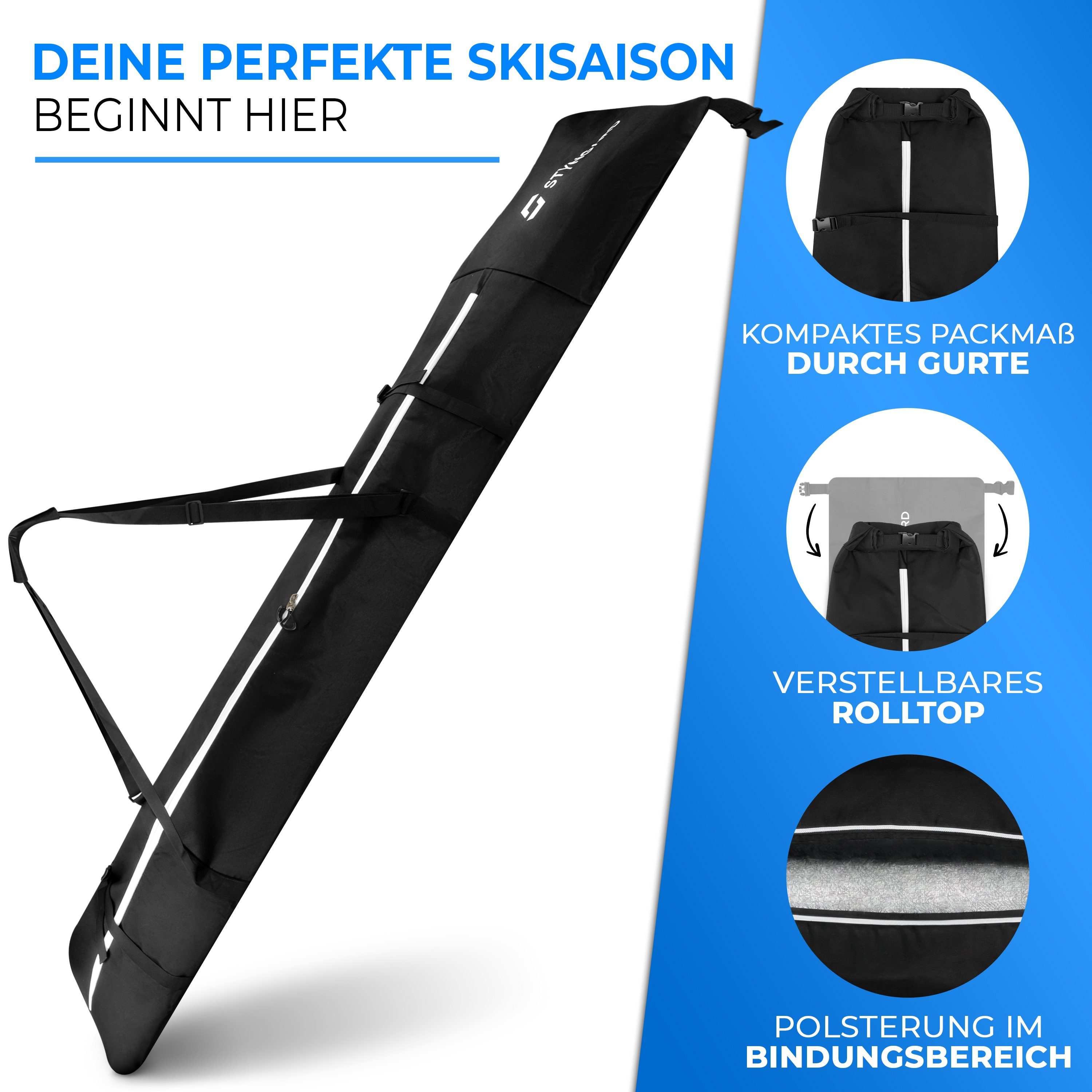 Styngard Sporttasche WHISTLER (Snowboardtasche mit Rolltop [140 cm bis 190 cm] Boardbag)