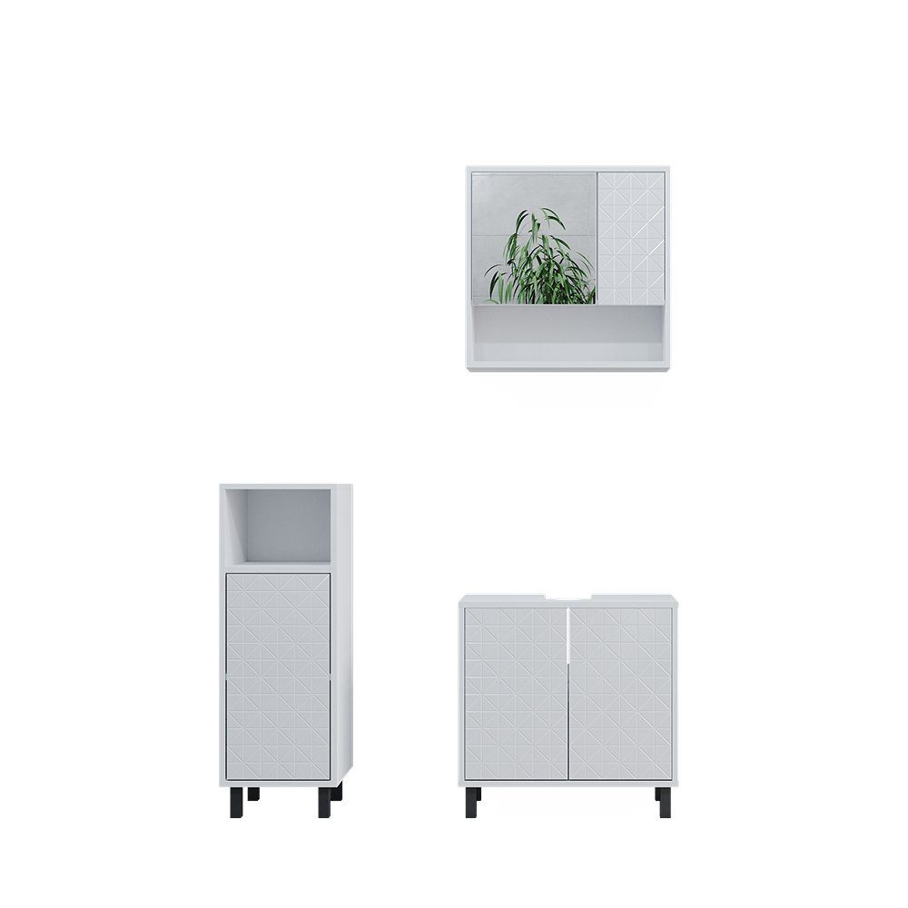 Vicco Badmöbel-Set Agasta, Weiß Hochglanz, 3 günstig online kaufen