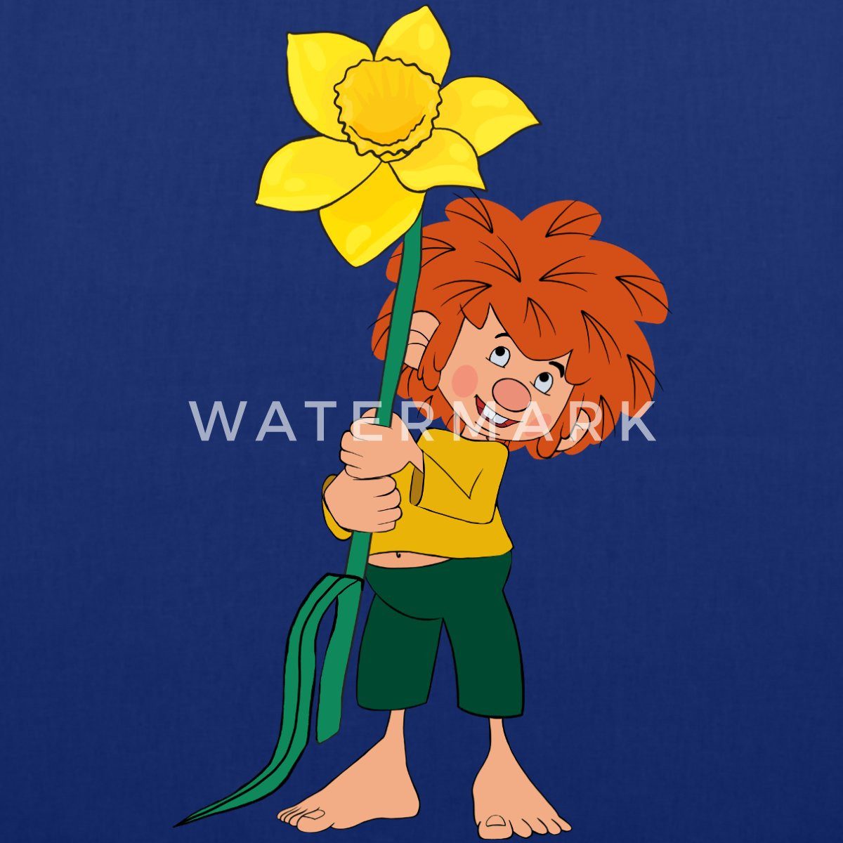 Spreadshirt Henkeltasche Pumuckl Design Mit Gelber Blume Stoffbeutel (1-tlg günstig online kaufen