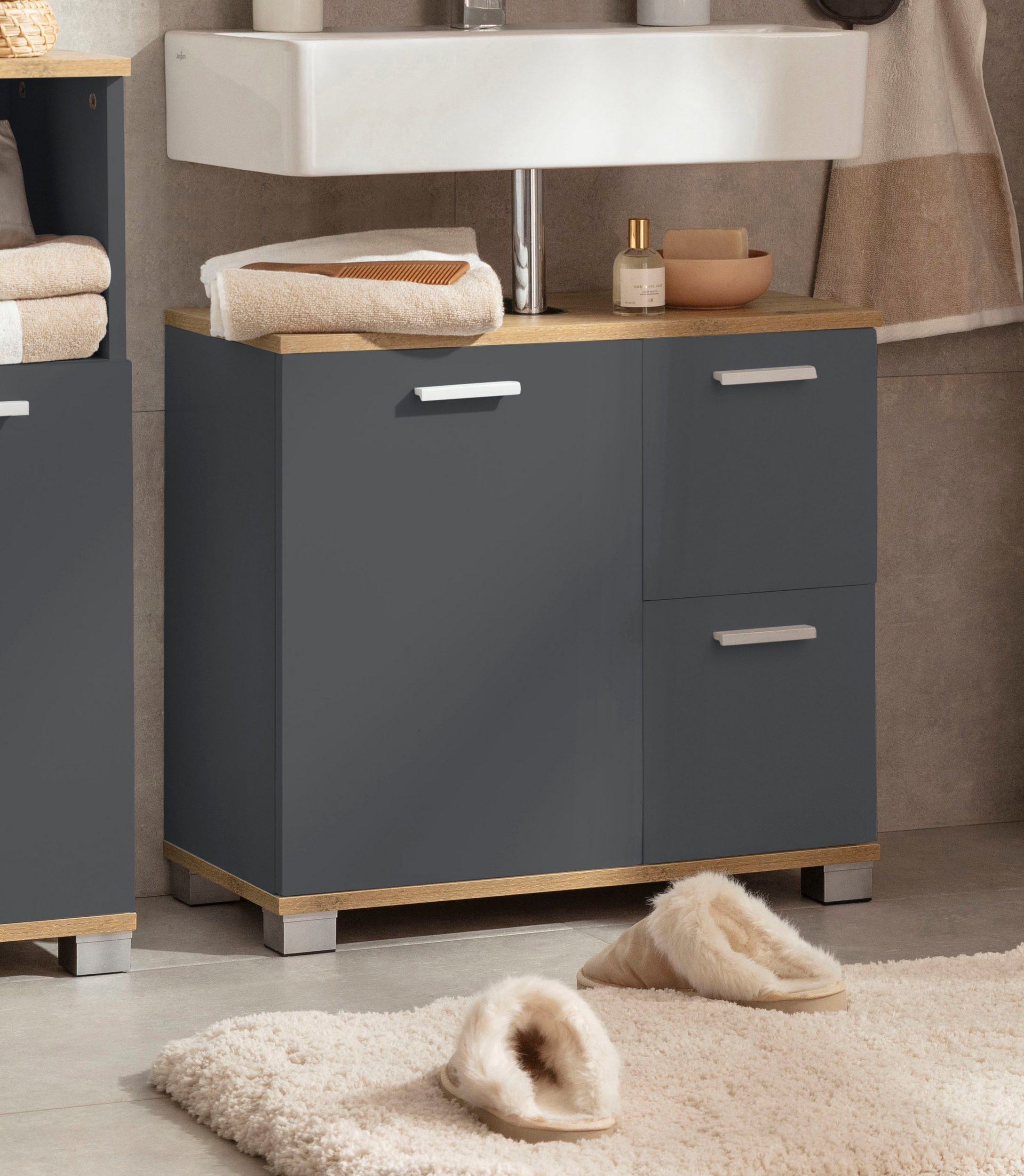 loft24 Waschbeckenunterschrank Badia Badezimmerschrank, Badmöbel, Badezimme günstig online kaufen