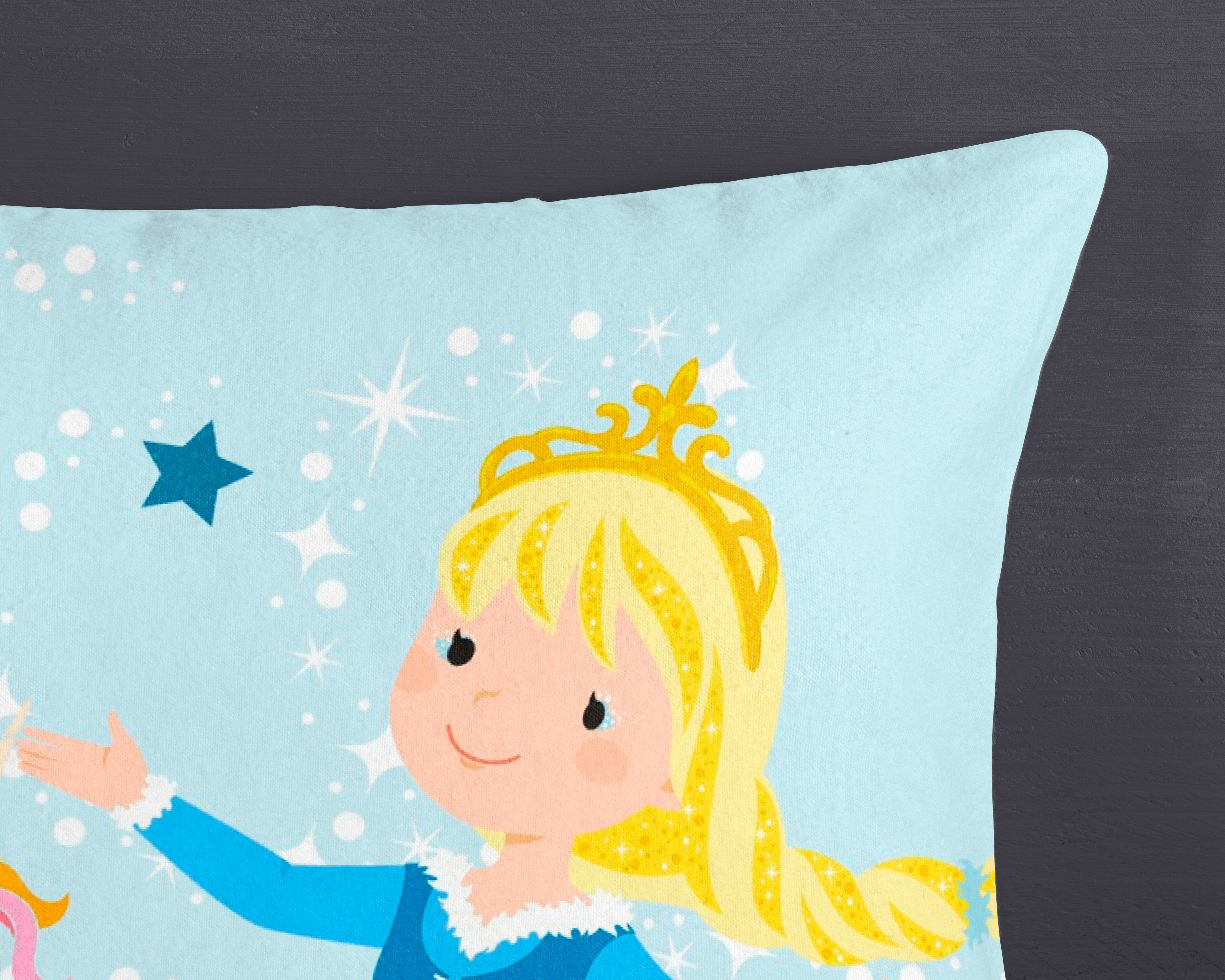 good morning Kinderbettwäsche Iceprincess, Biber, Flanell, 2 teilig, Biber, 135x200, Warm, Weich, Wende, Reißverschluss, Mädchen, Einhorn – Bild 4 von 5