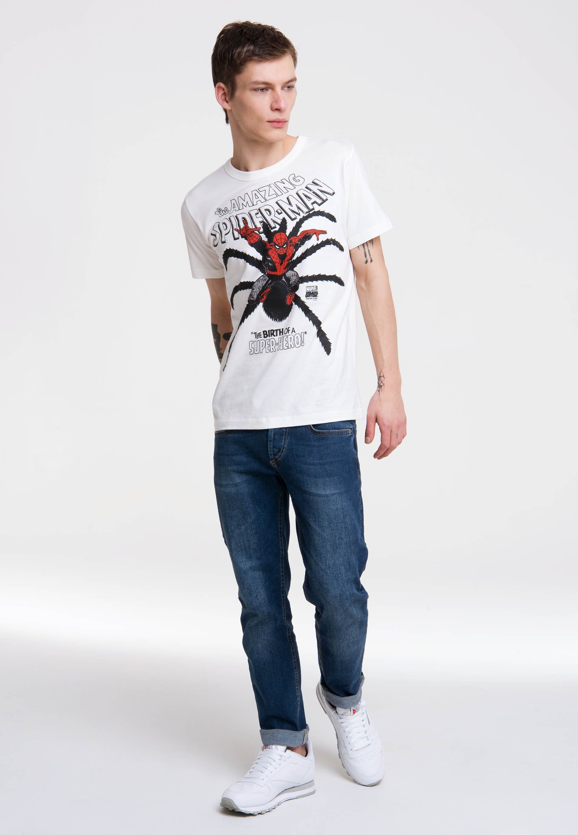 LOGOSHIRT T-Shirt mit Superhelden-Frontdruck coolem Spider-Man