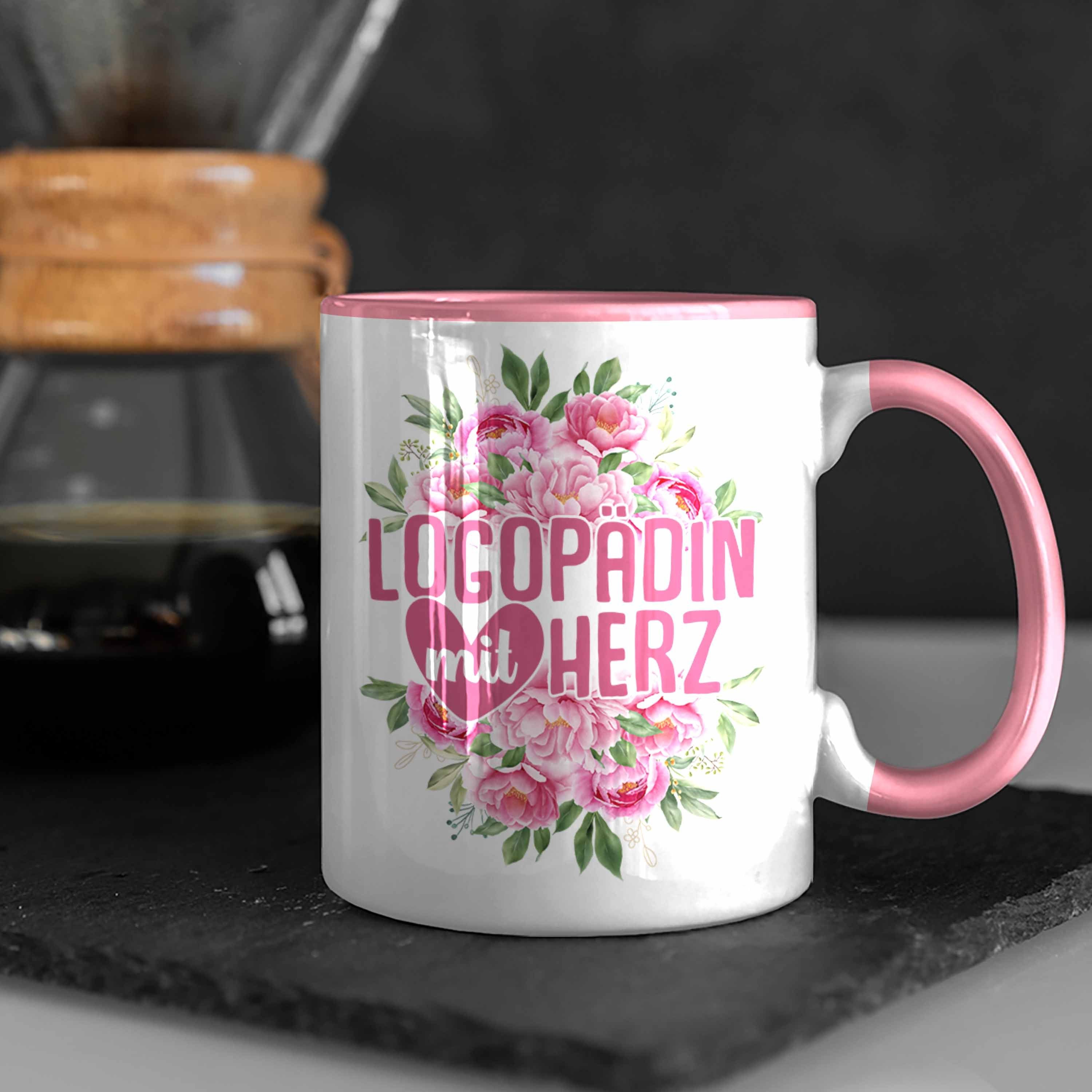 Geschenk-Tasse Für Logopäden – „Logopädin Mit Herz“ Motiv (rosa) | Spülmaschinenfest, Beidseitig Bedruckt