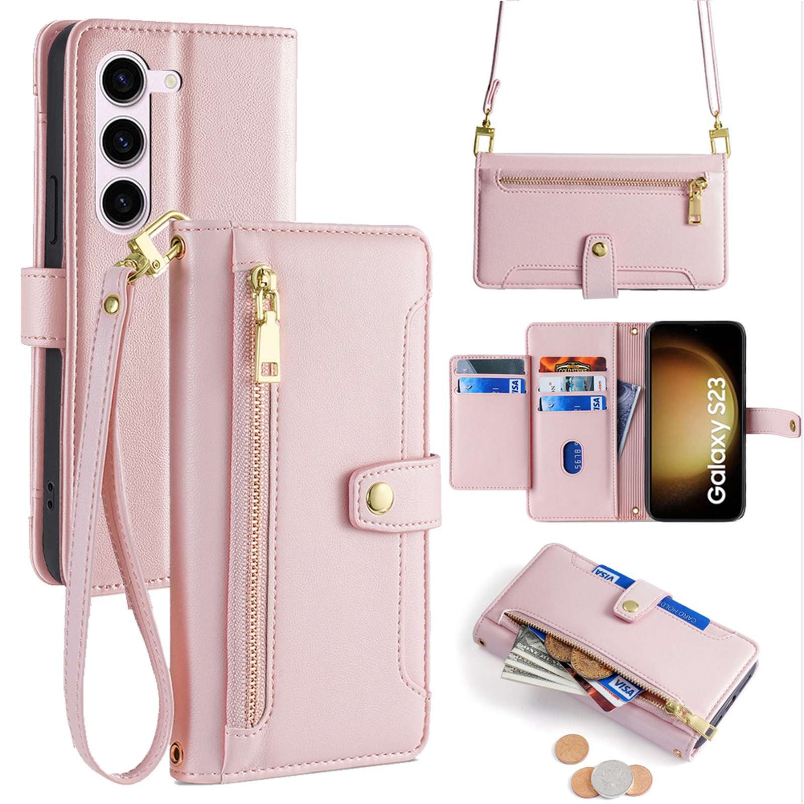 betterfon Handykette für Samsung Umhängetasche Hülle mit Band Kartenfächer, Hände frei – mit Silikonhülle & Schnur für flexiblen Alltag