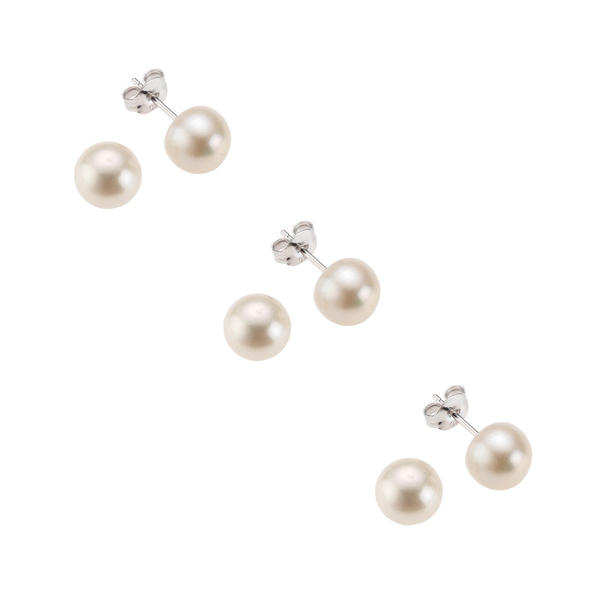 Vivance Paar Ohrstecker 925 Silber rhodiniert Süßwasserzuchtperlen weiß 6mm