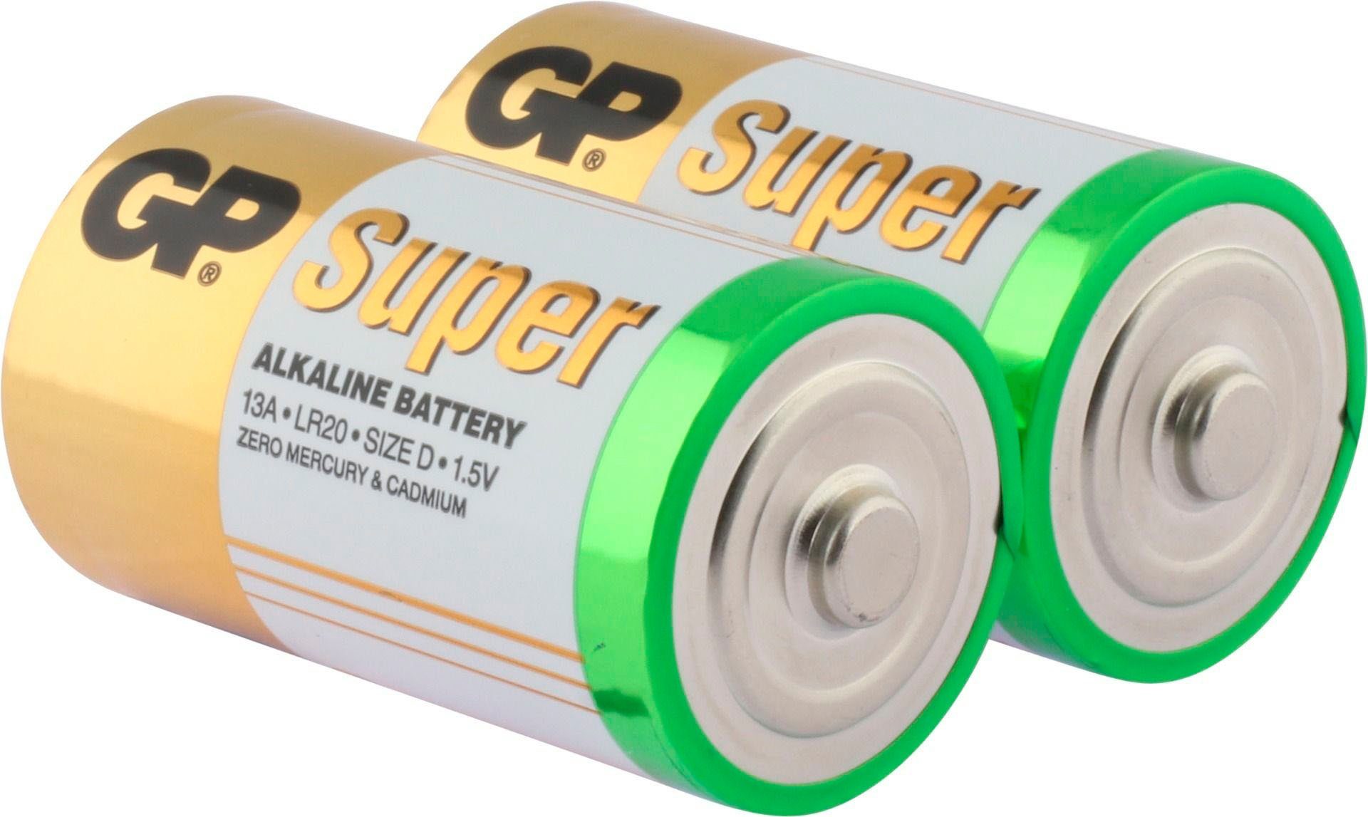 Batteries D Super (1,5 Batterie, Pack 2 2er St) V, GP LR20 Alkaline