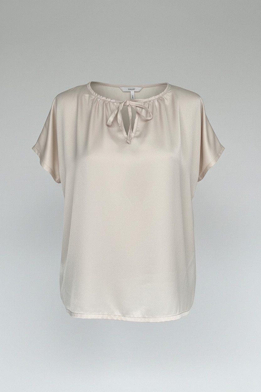 Zuckerwatte Satinbluse 25289 mit V-Ausschnitt, SILK TOUCH
