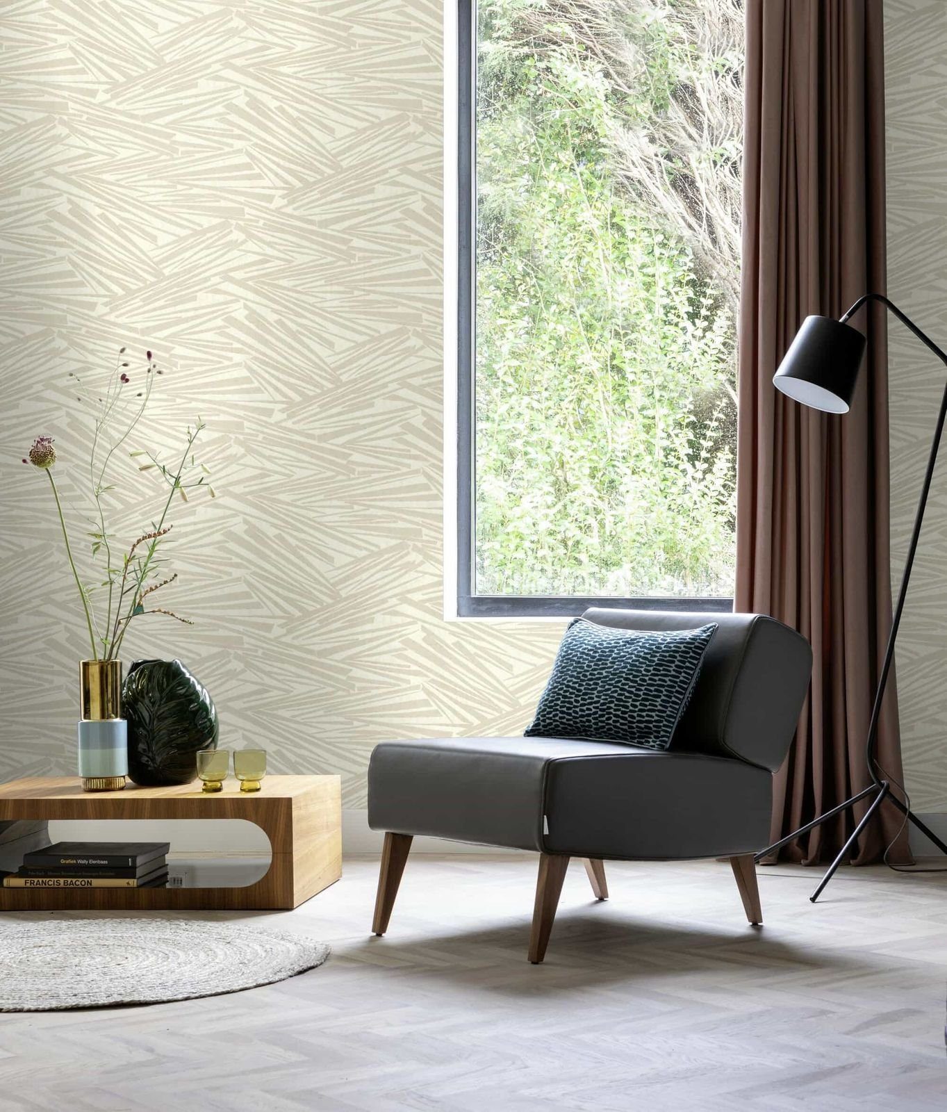 Vliestapete Grafik 3D-Effekt Striche Creme Metallic 608328 Sky Lounge