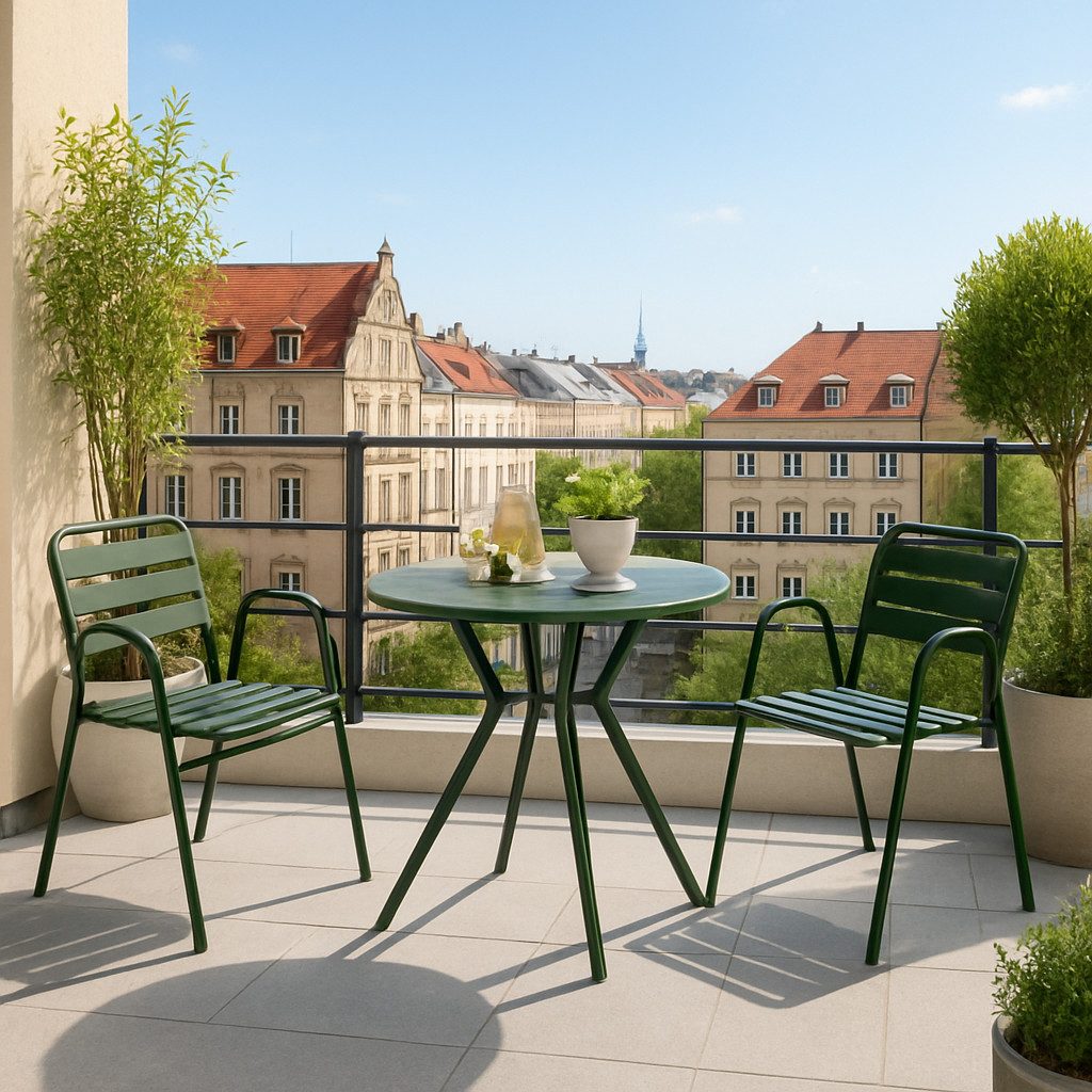 Liadomo Gartentisch Lesina (ideal für Garten & Balkon, 1 Tisch), Runder Aluminiumtisch in Dunkelgrün, 80cm