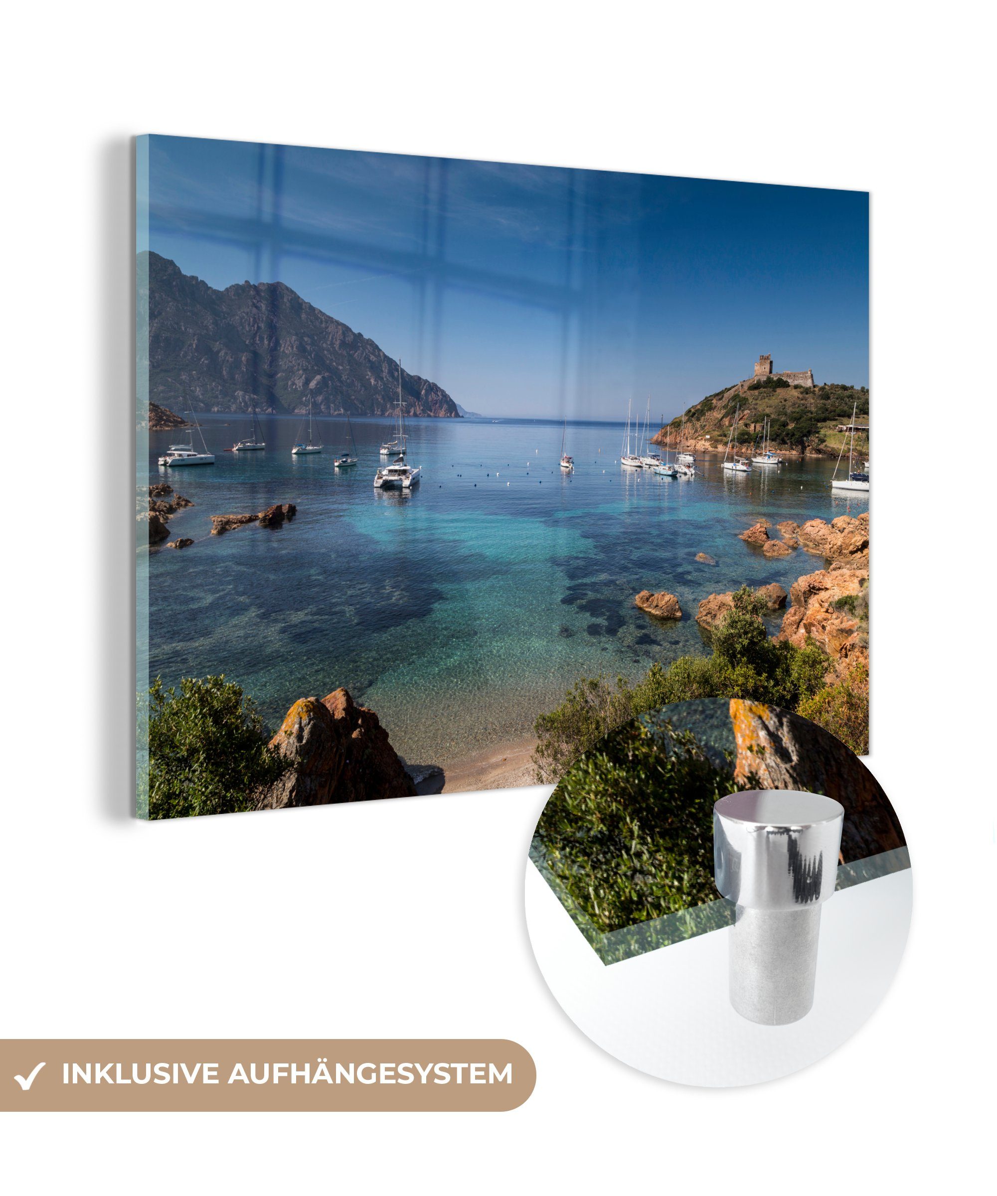 MuchoWow Acrylglasbild Eine Bucht bei Girolata auf Korsika, (1 St), Acrylglasbilder Wohnzimmer & Schlafzimmer