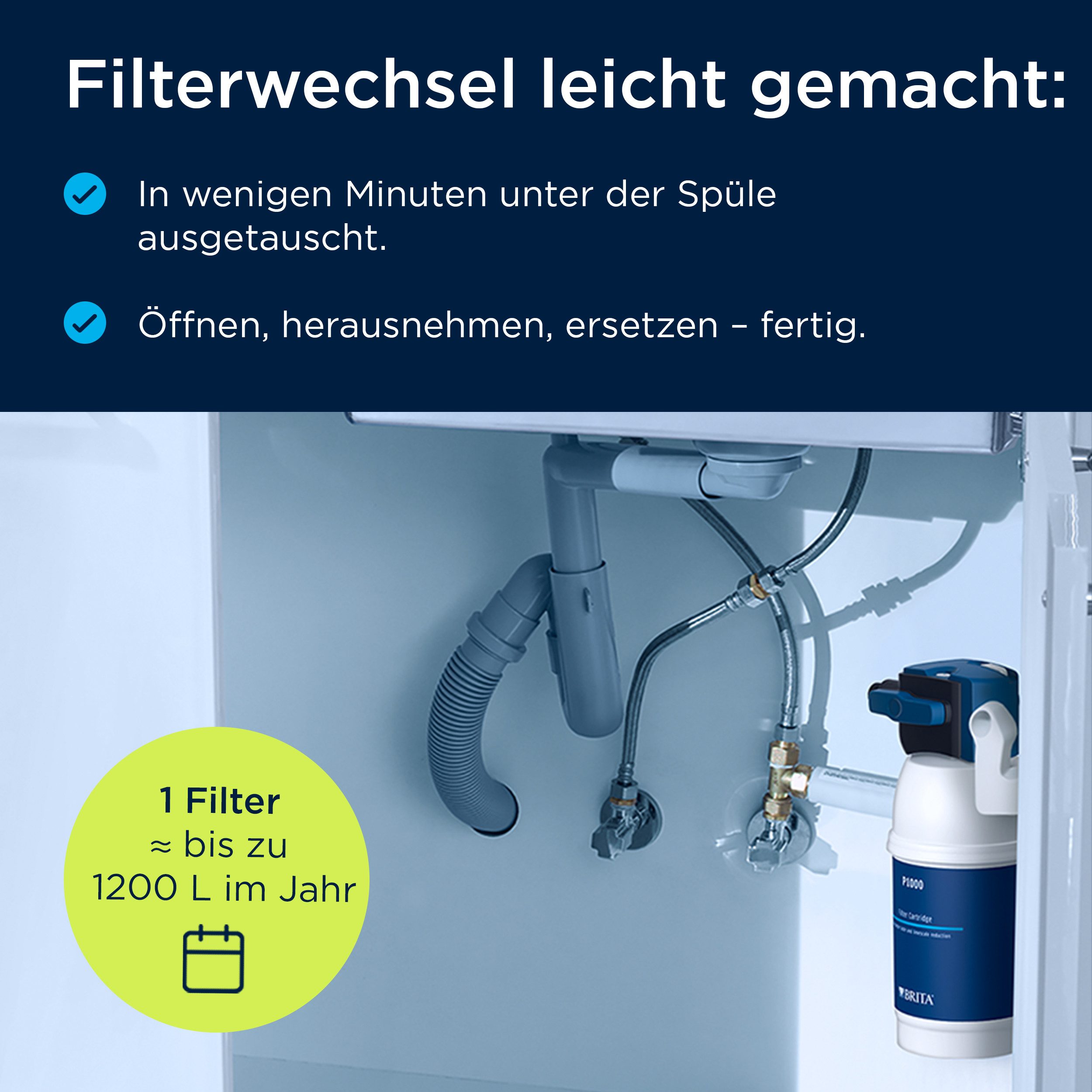BRITA Wasserfilter P1000 für BRITA Armaturen mit Kalkfilter - 1er-Pack, Zubehör für für BRITA Armaturen, Original Ersatzfilter: mypure P1 & andere BRITA Filter- – Bild 5 von 5