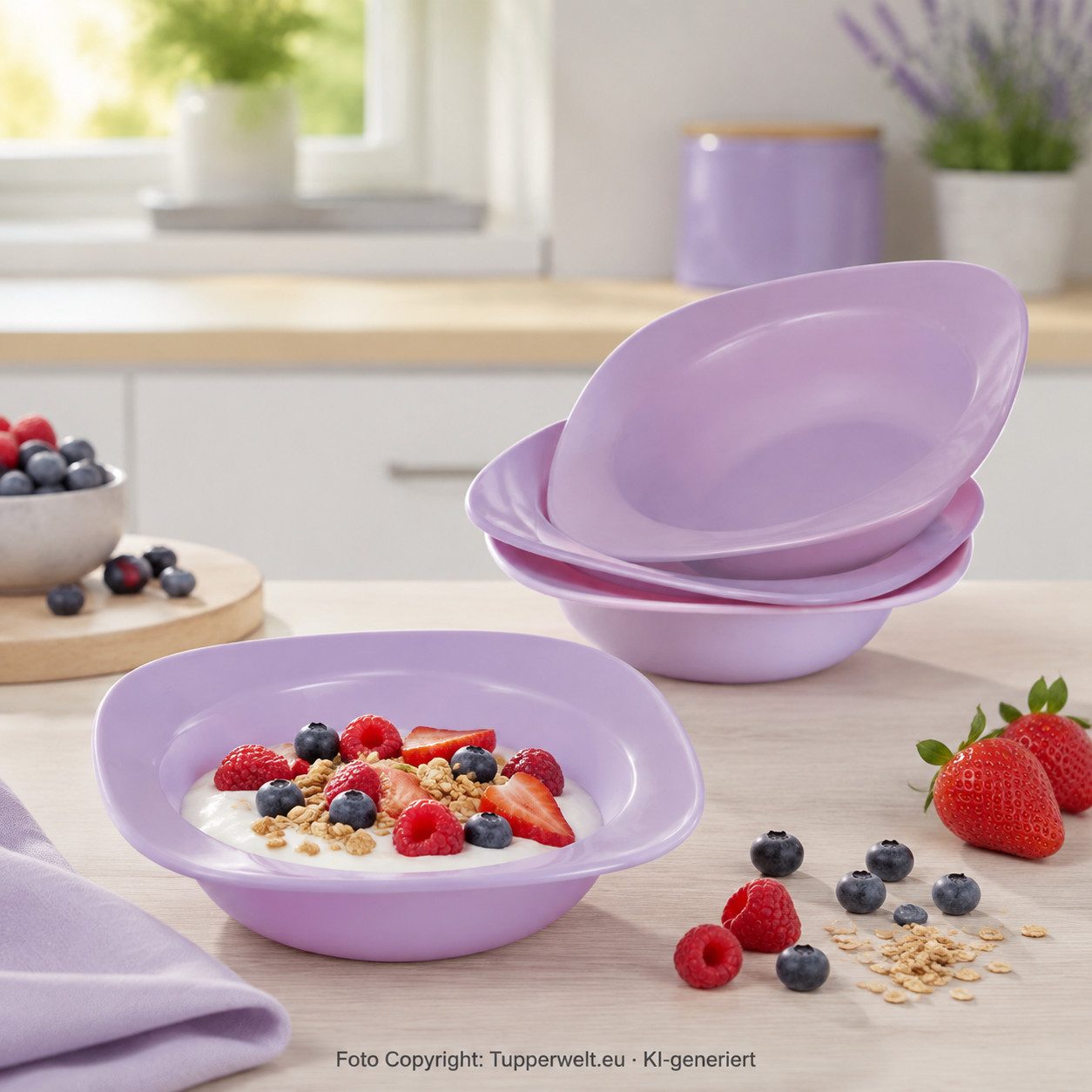 TUPPERWARE Servierschale Tupperware Blossom Schälchen 350 ml 4er-Set lila