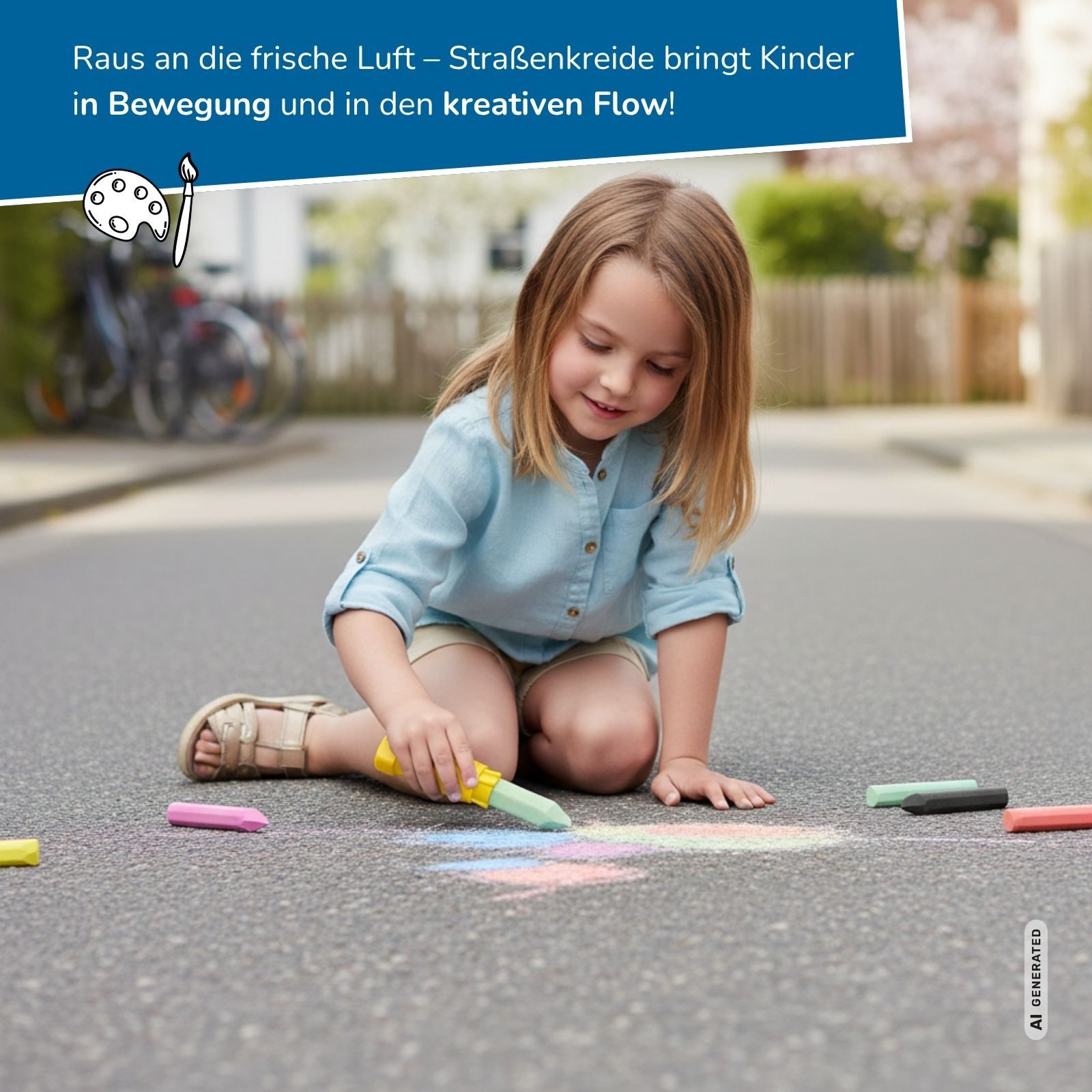 alldoro Malkreide Großes Straßenmalkreide-Set, 48 Kreiden in Neon, Batik & Vollfarben, Straßenkreide für Kinder ab 3 Jahren, inkl. 3 Kreidehalter – Bild 5 von 5